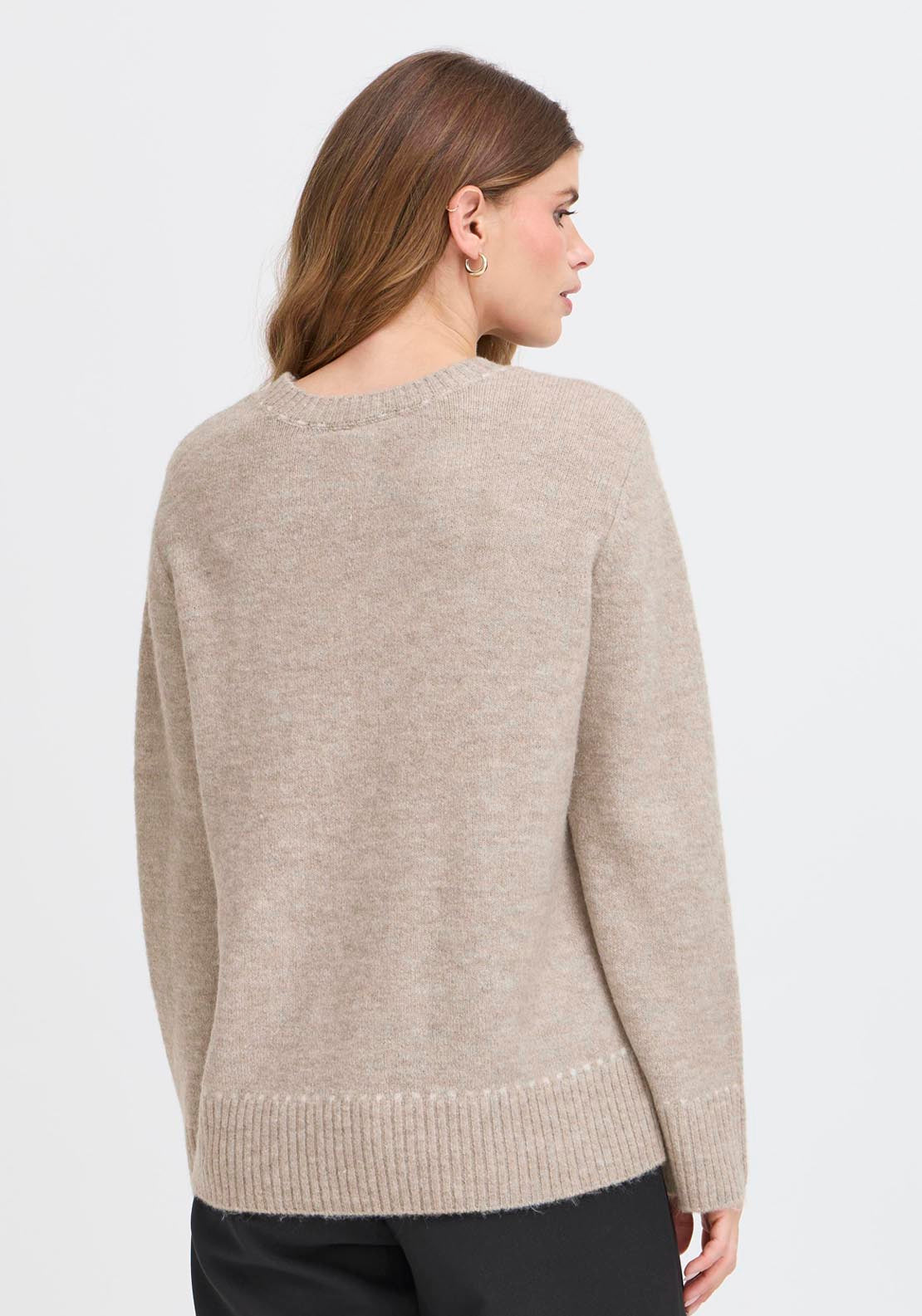 Long Sleeve Knit Pullover - Moon Rock Mel. Stripe