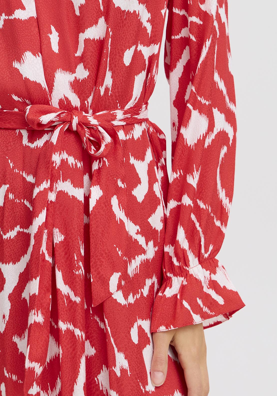 Fransa Casual Long Sleeve Light Woven Dress - Red 5 Shaws Department Stores