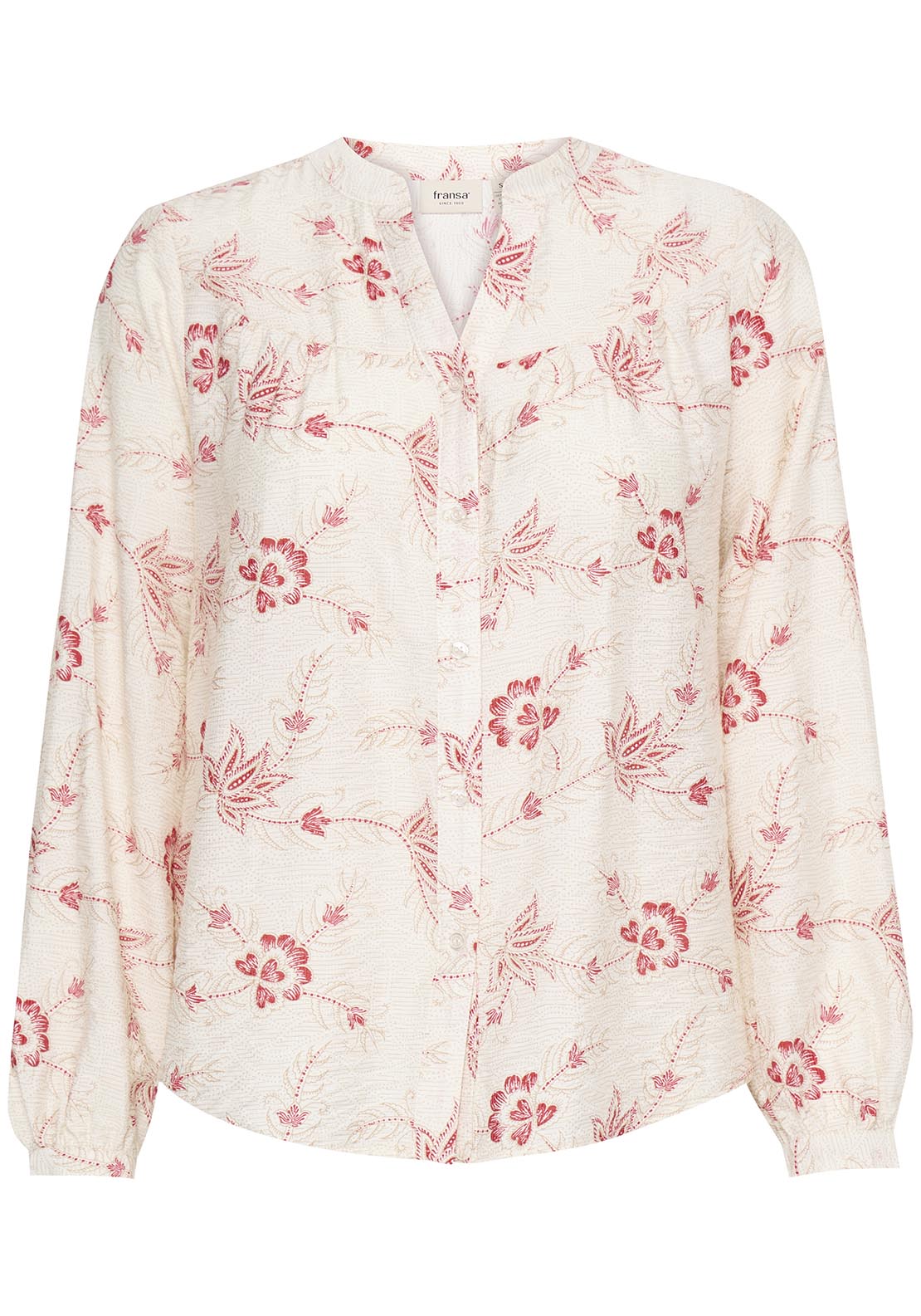 Fransa Casual Long Sleeve Woven Shirt - Cream 6 Shaws Department Stores