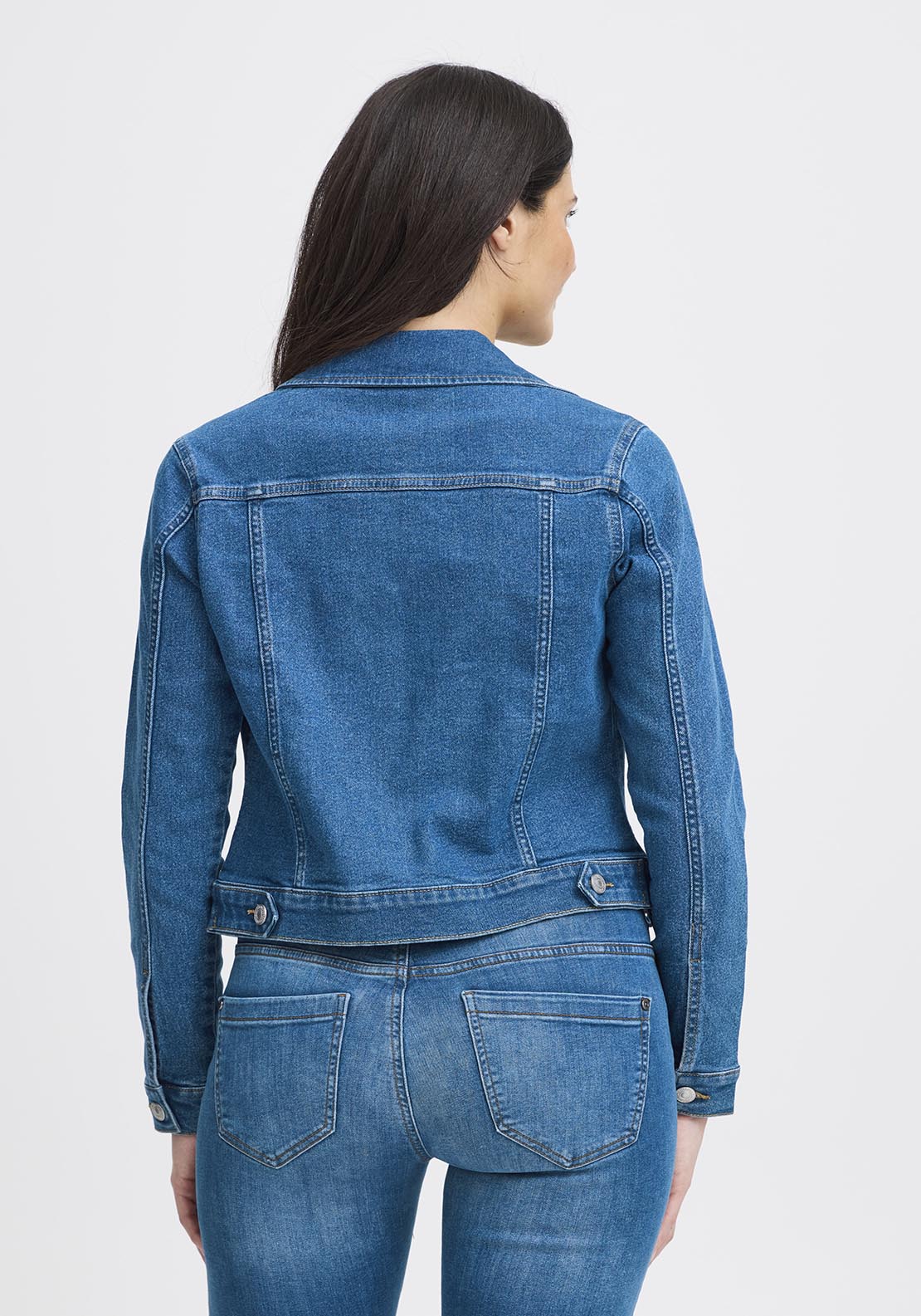 Fransa Casual Long Sleeve Denim Jacket - Mid Blue Denim 6 Shaws Department Stores