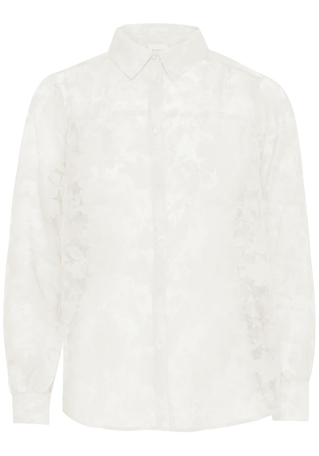 Fransa Casual Long Sleeve Shirt - Blanc De Blanc 1 Shaws Department Stores