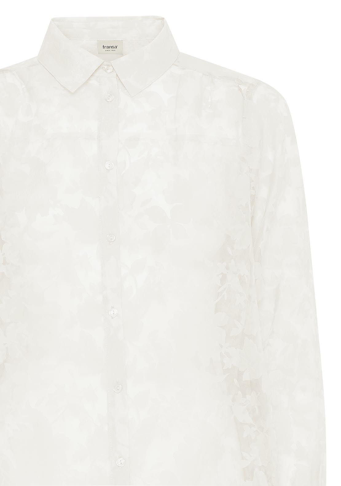 Fransa Casual Long Sleeve Shirt - Blanc De Blanc 3 Shaws Department Stores