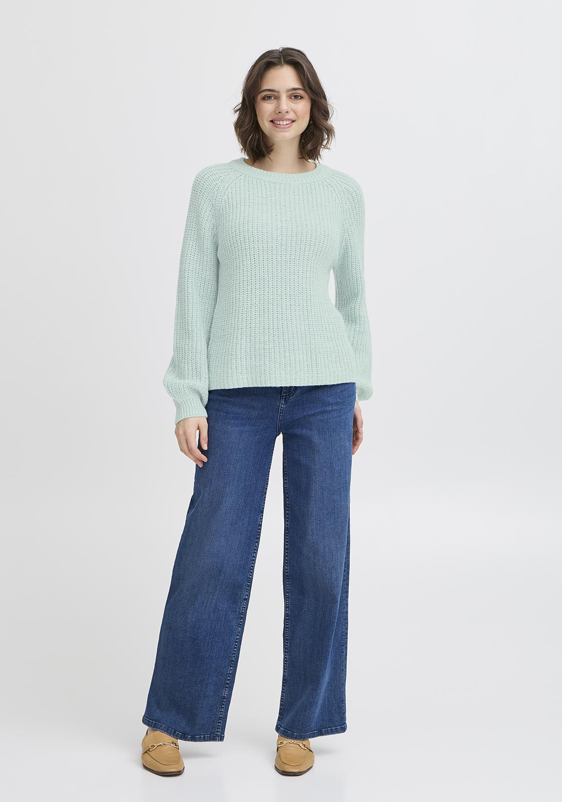 Fransa Casual Long Sleeve Knit Pullover - Blue 2 Shaws Department Stores