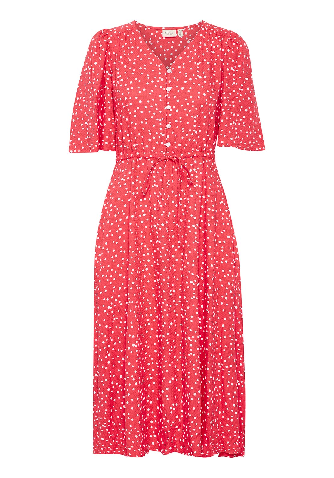 Fransa Casual Flared Sleeve Light Woven Dress - Red 8 Shaws Department Stores