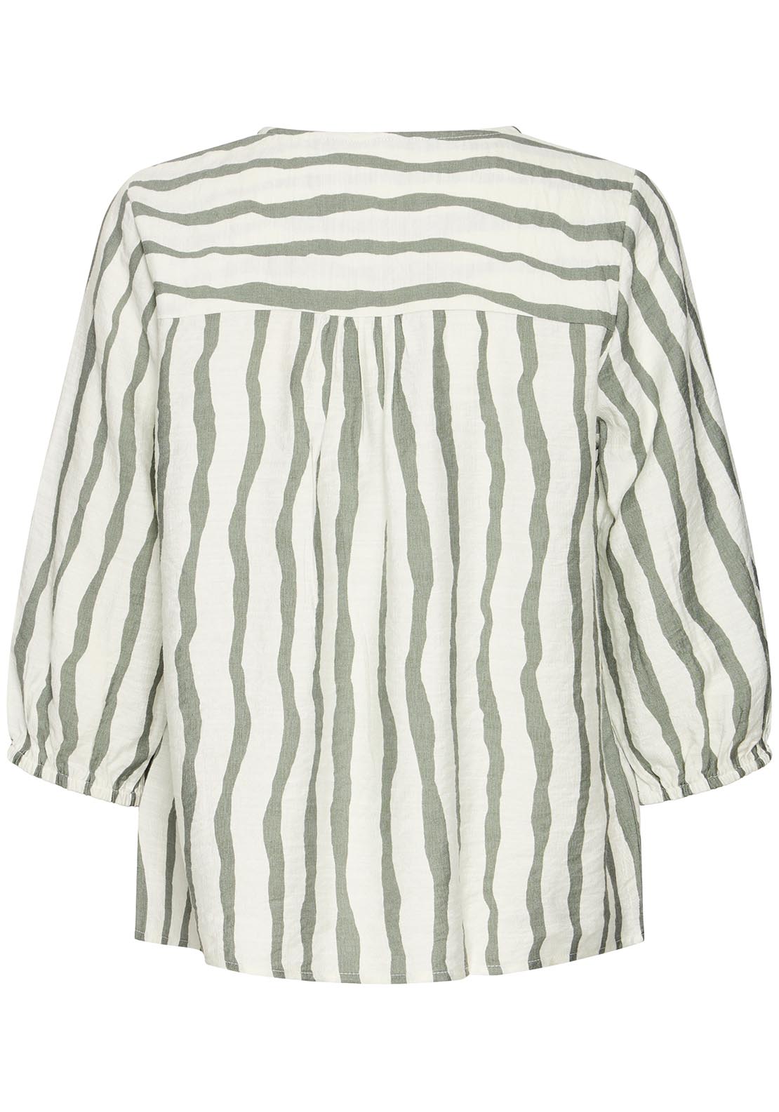 Fransa Casual 3/4 Sleeve Blouse - Agave Green Stripe 3 Shaws Department Stores