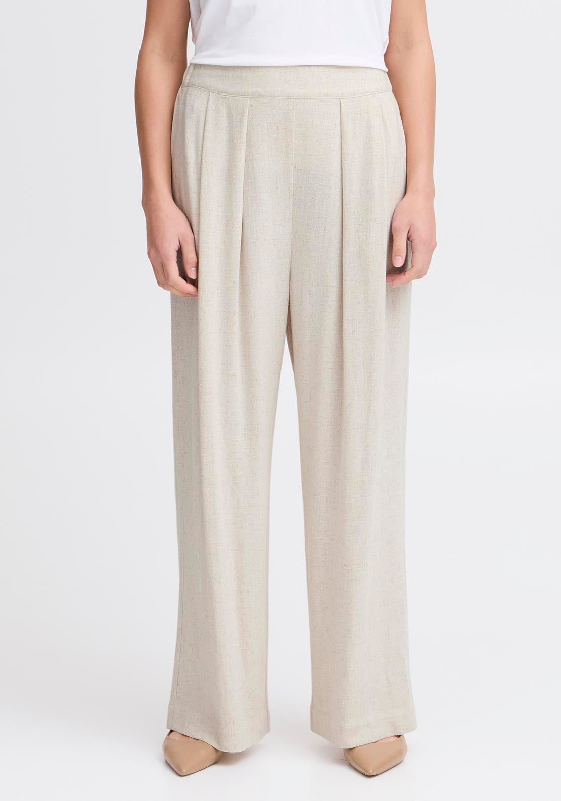 Fransa Pos Casual Trousers - White 1 Shaws Department Stores