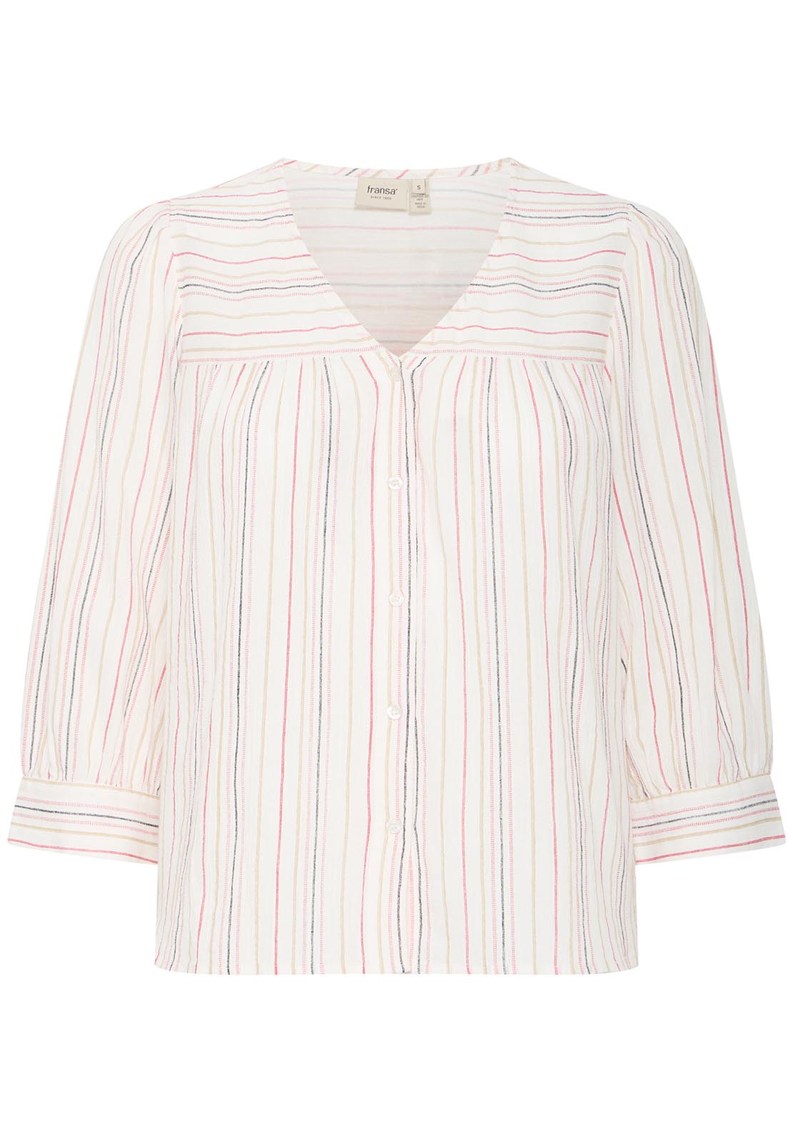 Fransa Casual 3/4 Sleeve Blouse - Cream 1 Shaws Department Stores