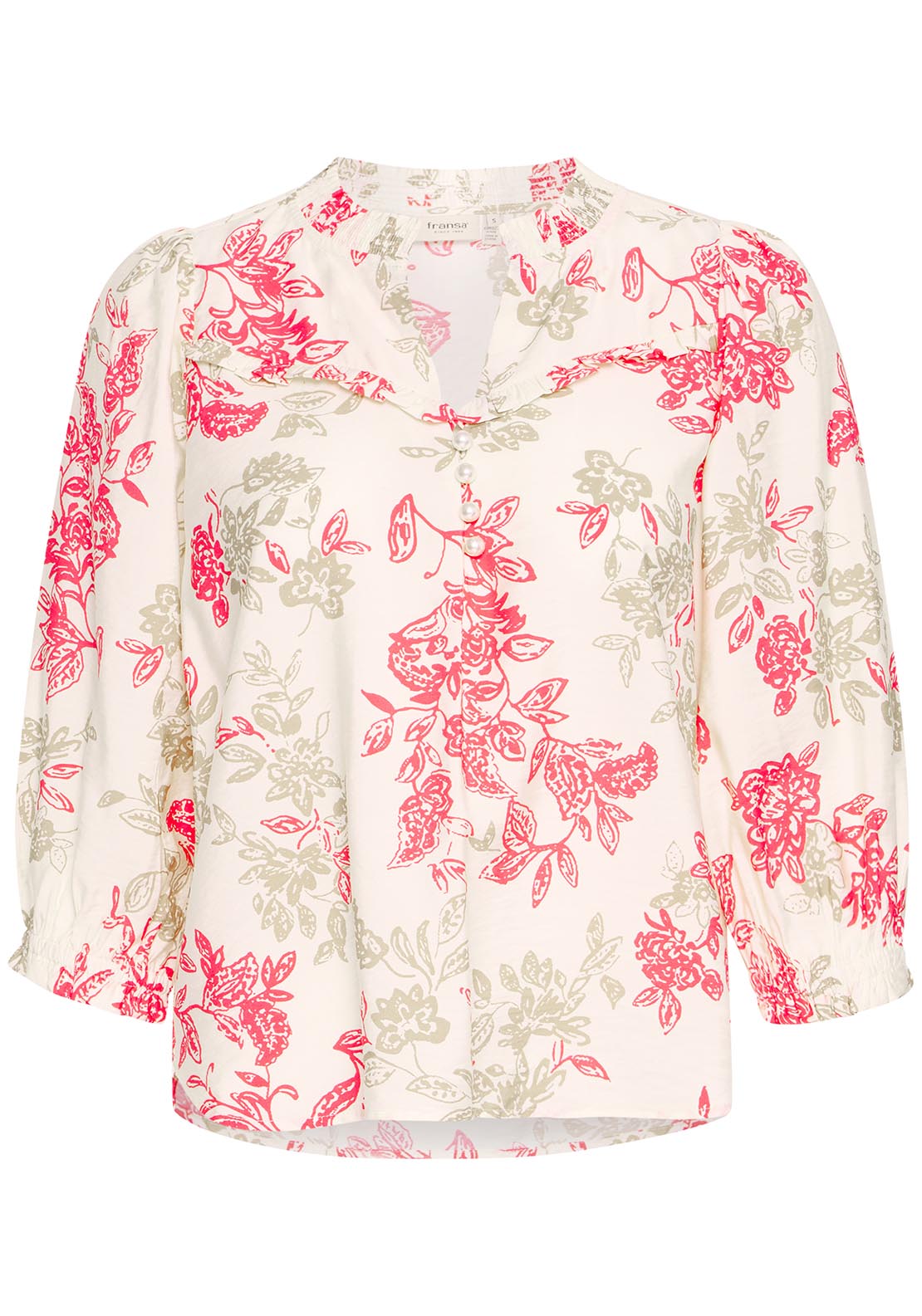 Fransa Casual 3/4 Sleeve Blouse - Floral Print 1 Shaws Department Stores
