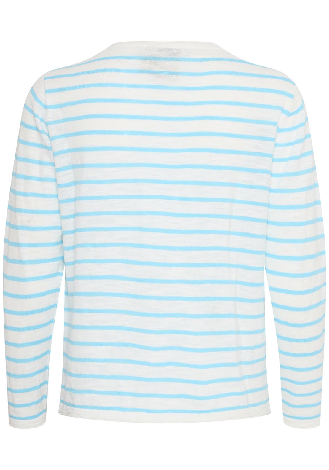 Fransa Casual Long Sleeve Knit Pullover - Blue Stripe 2 Shaws Department Stores