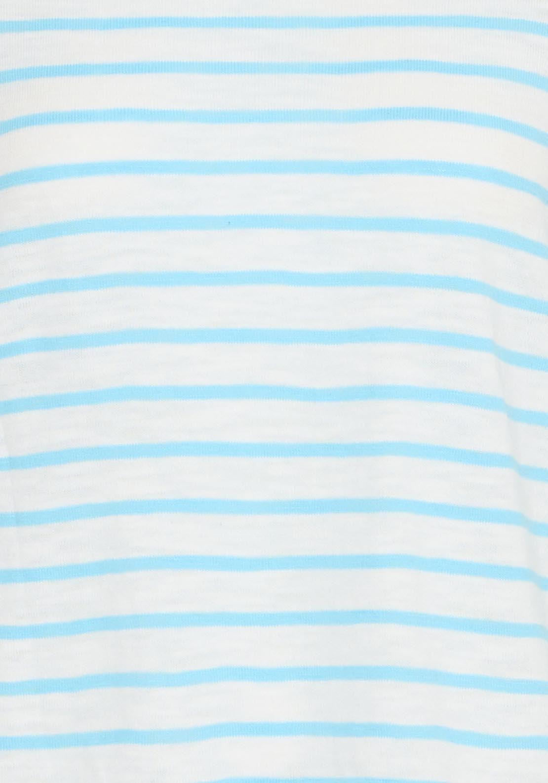 Fransa Casual Long Sleeve Knit Pullover - Blue Stripe 3 Shaws Department Stores