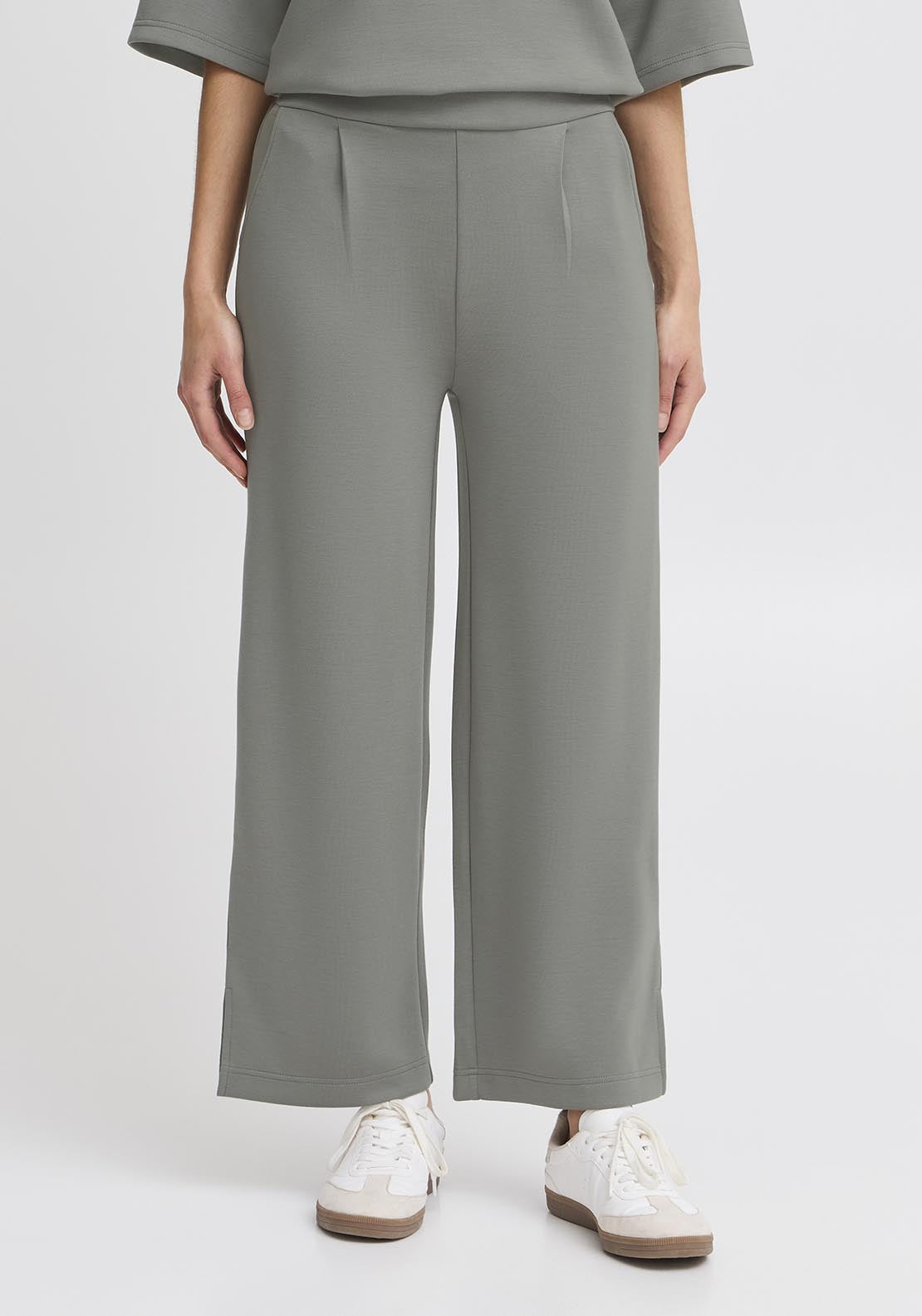 Fransa Casual Trousers - Agave Green 1 Shaws Department Stores