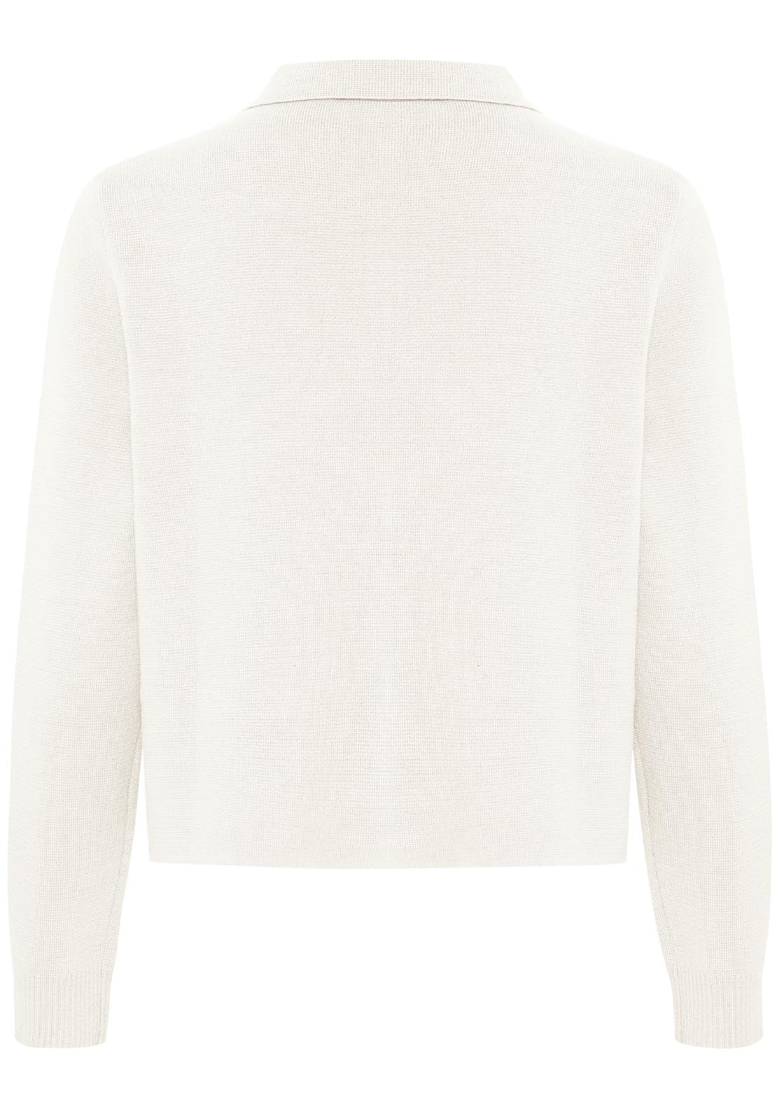 Fransa Casual Long Sleeve Knit Cardigan - Whisper White 5 Shaws Department Stores