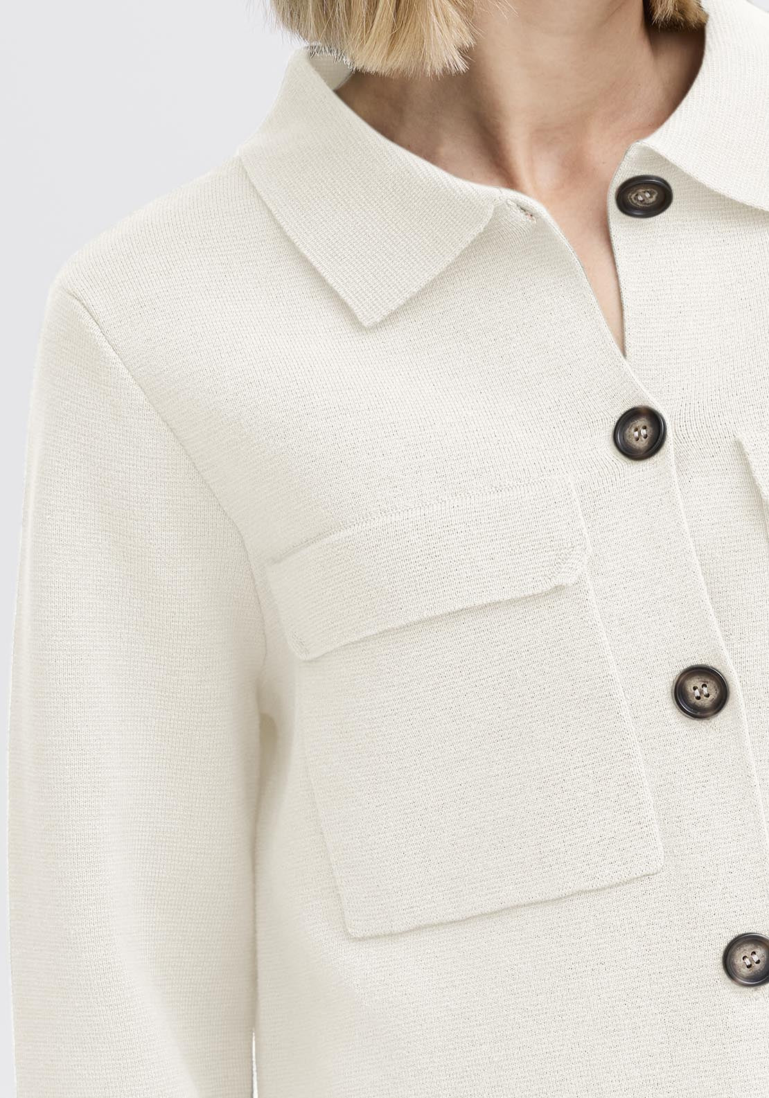 Fransa Casual Long Sleeve Knit Cardigan - Whisper White 7 Shaws Department Stores