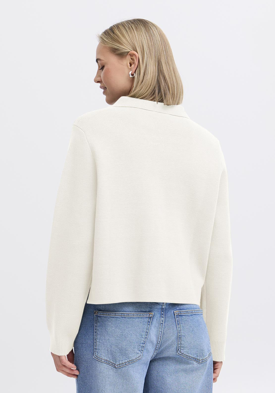 Fransa Casual Long Sleeve Knit Cardigan - Whisper White 4 Shaws Department Stores