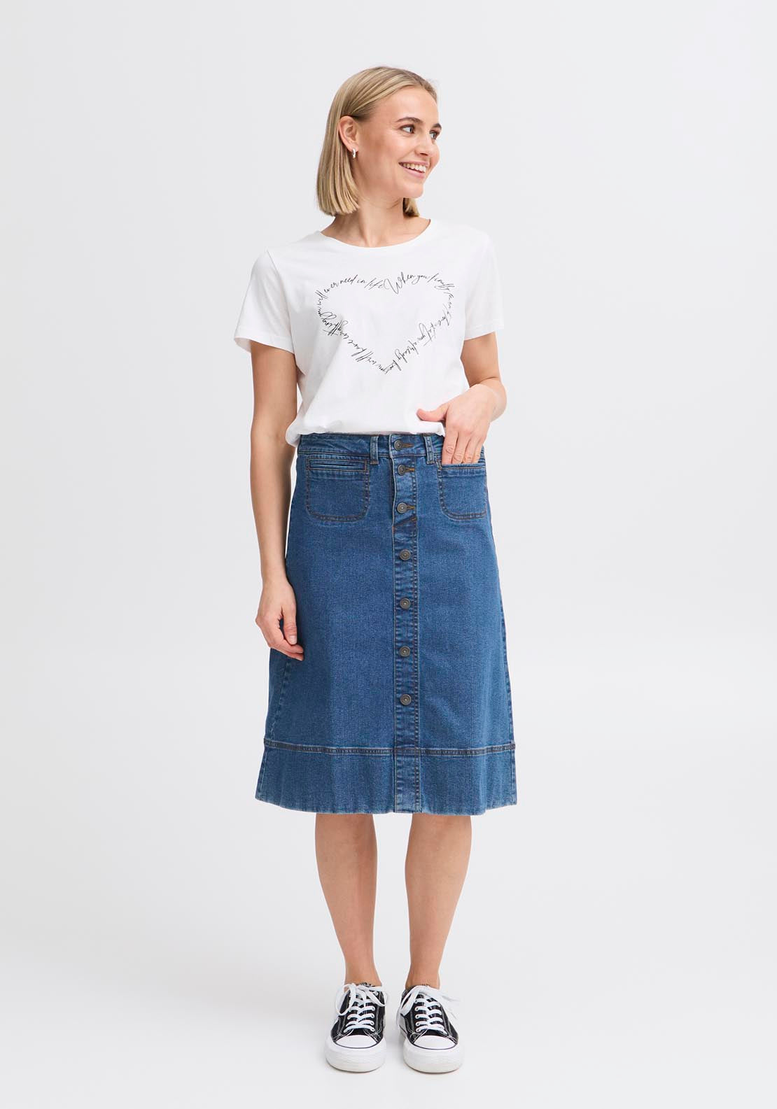 Fransa Pos Denim Skirt - True Blue Denim 3 Shaws Department Stores