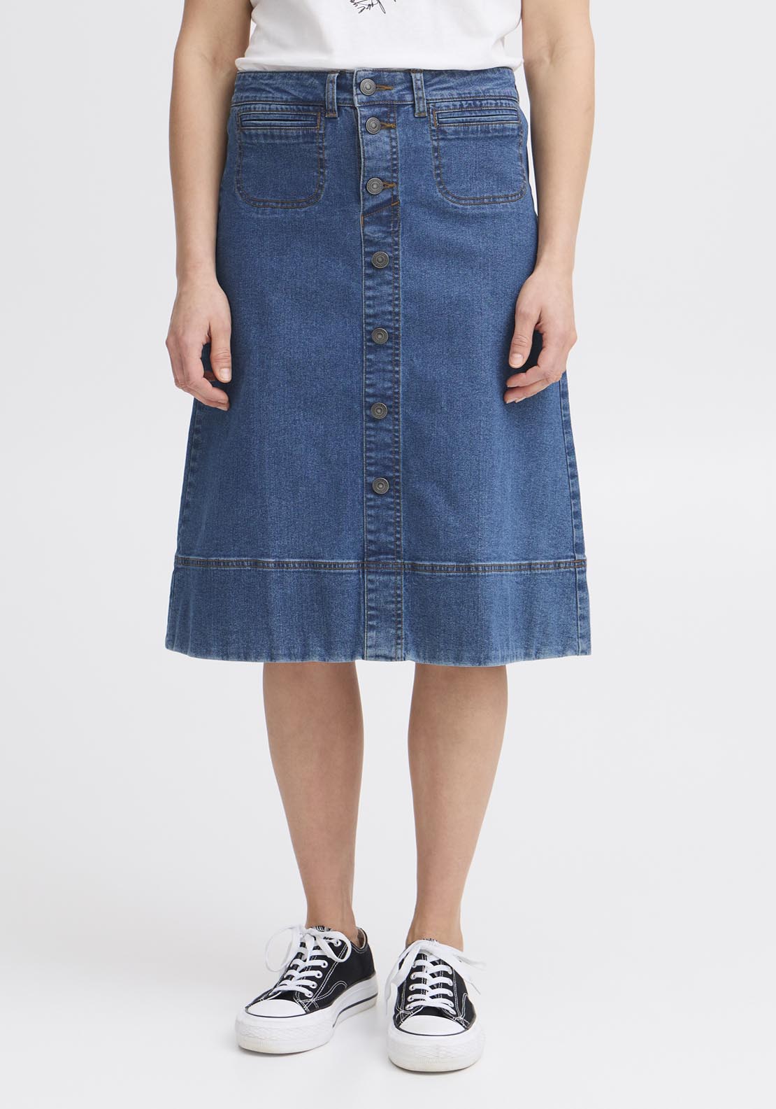 Fransa Pos Denim Skirt - True Blue Denim 1 Shaws Department Stores