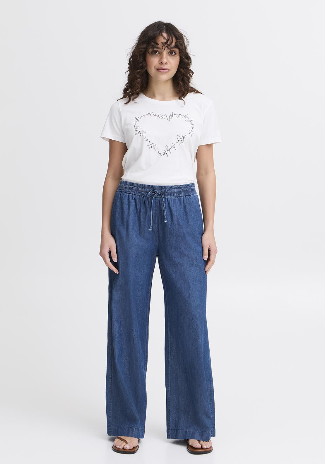 Fransa Casual Trousers - Mid Blue Denim 1 Shaws Department Stores