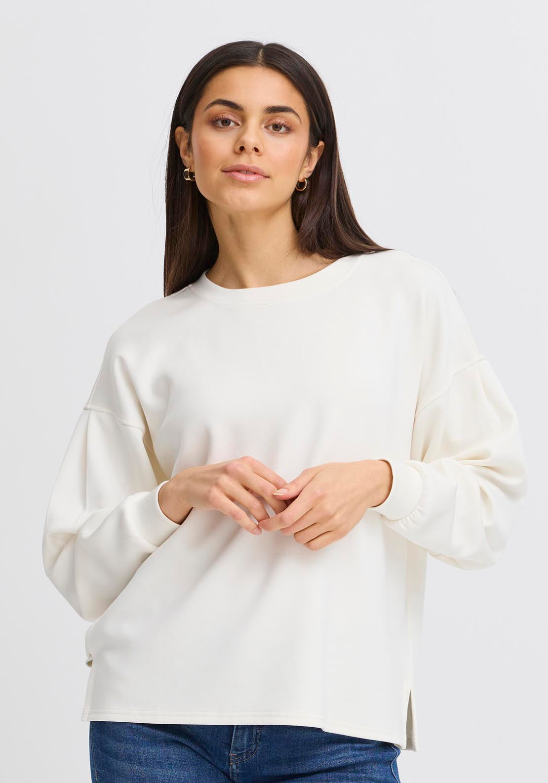 Fransa Pos Pullover - White 1 Shaws Department Stores