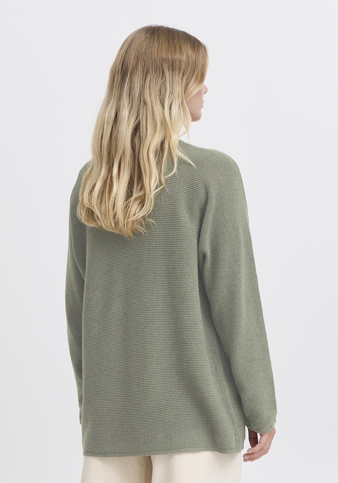 Fransa Casual Long Sleeve Knit Cardigan - Agave Green 3 Shaws Department Stores