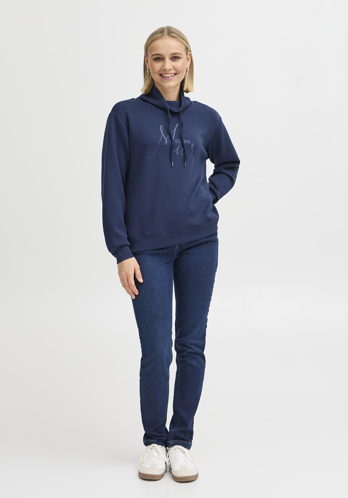 Fransa Casual Long Sleeve Pullover - Navy Blazer 5 Shaws Department Stores