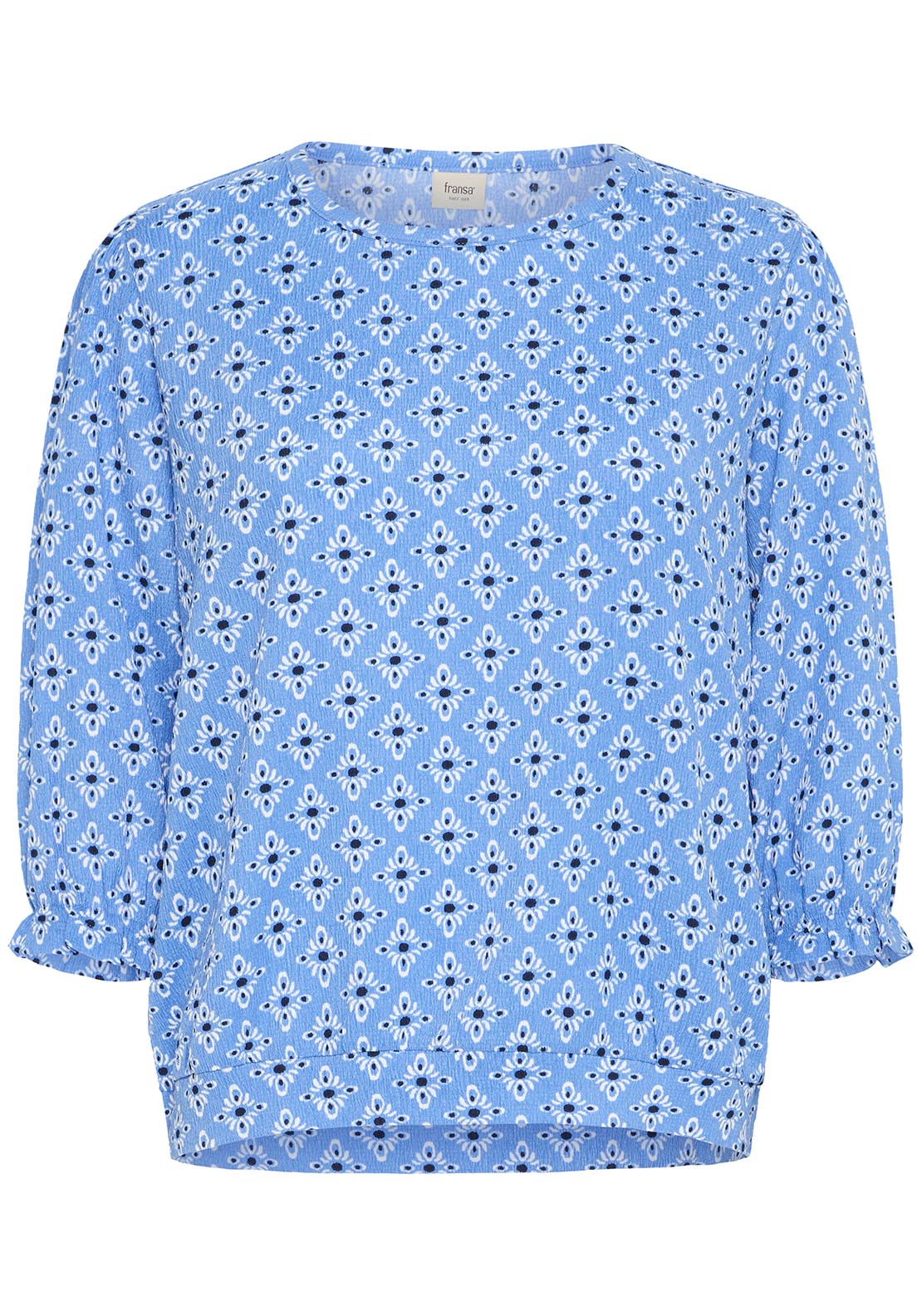 Fransa Casual 3/4 Sleeve T-Shirt - Blue 1 Shaws Department Stores