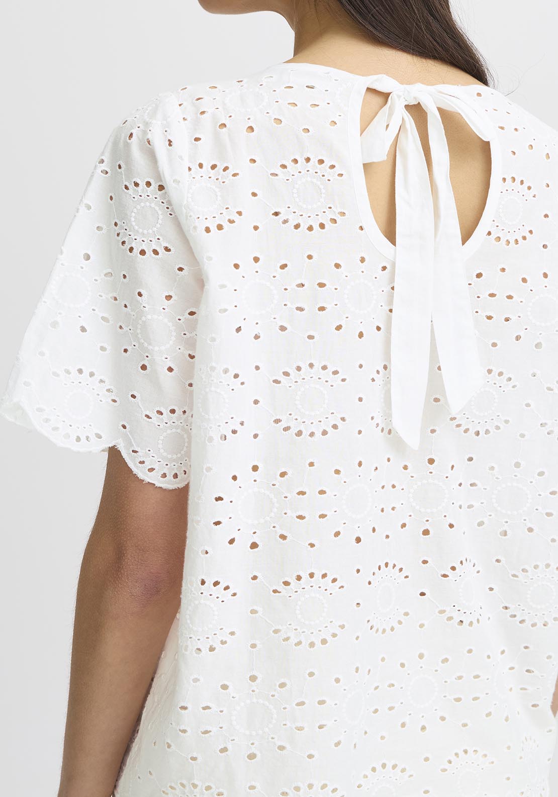 Fransa Short Sleeve Blouse - White 3 Shaws Department Stores