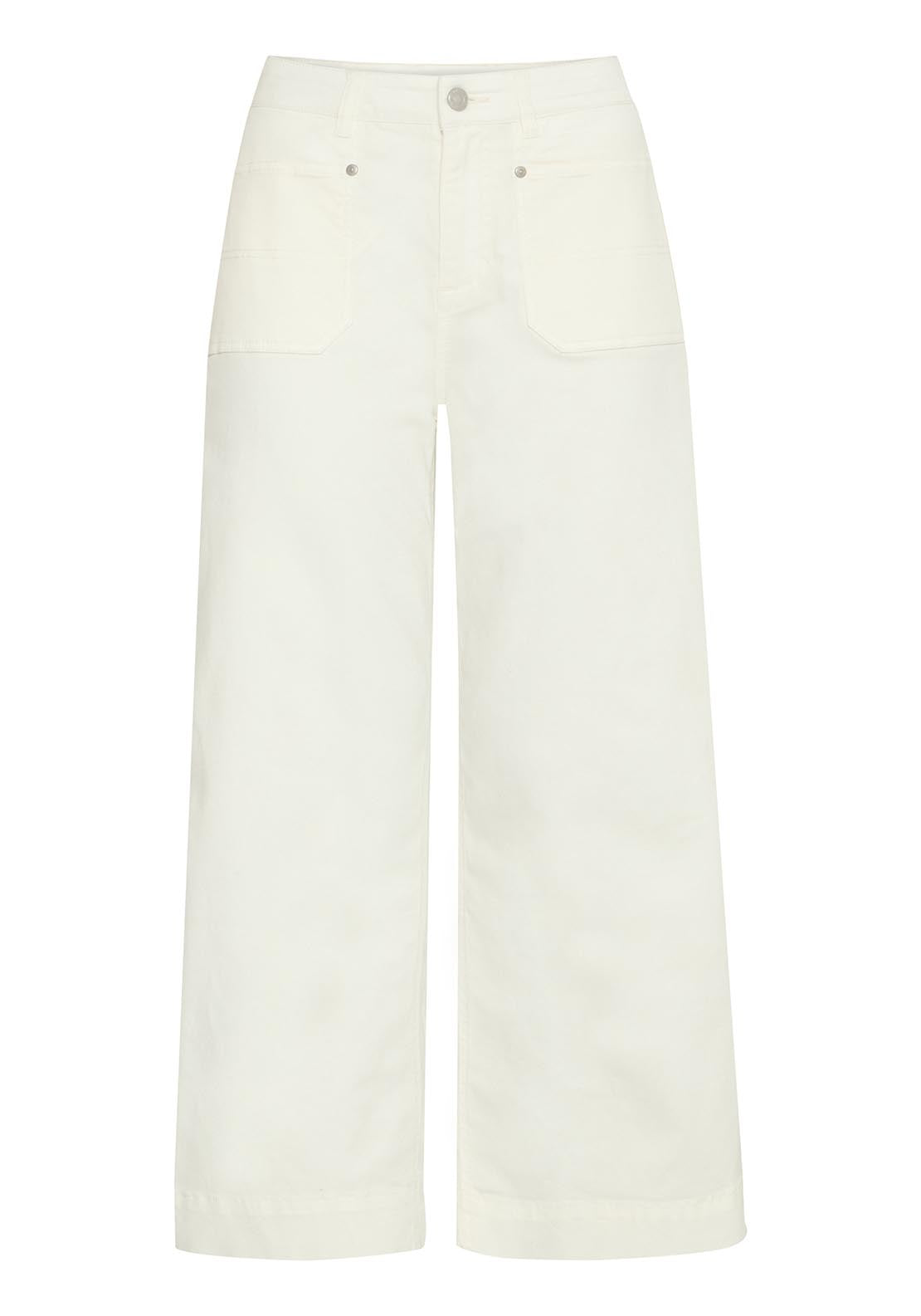 Fransa Casual Trousers - White 1 Shaws Department Stores
