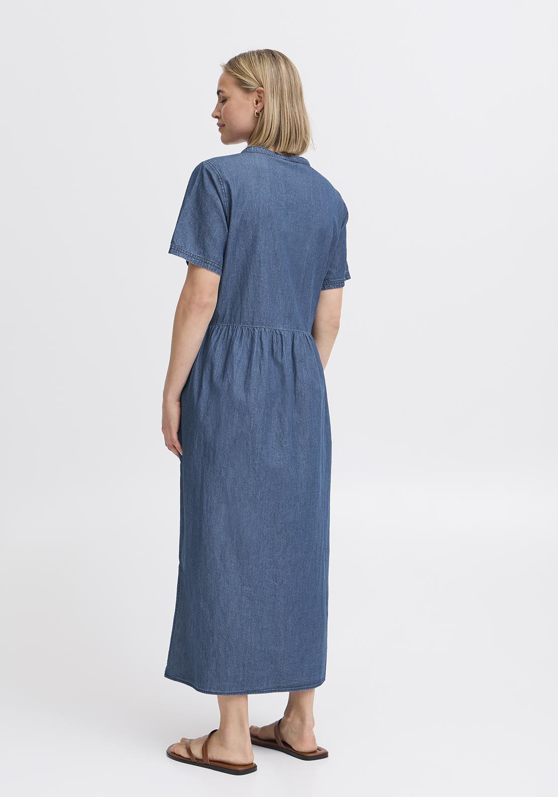 Fransa Light Woven Dress - Clear Blue Denim 3 Shaws Department Stores