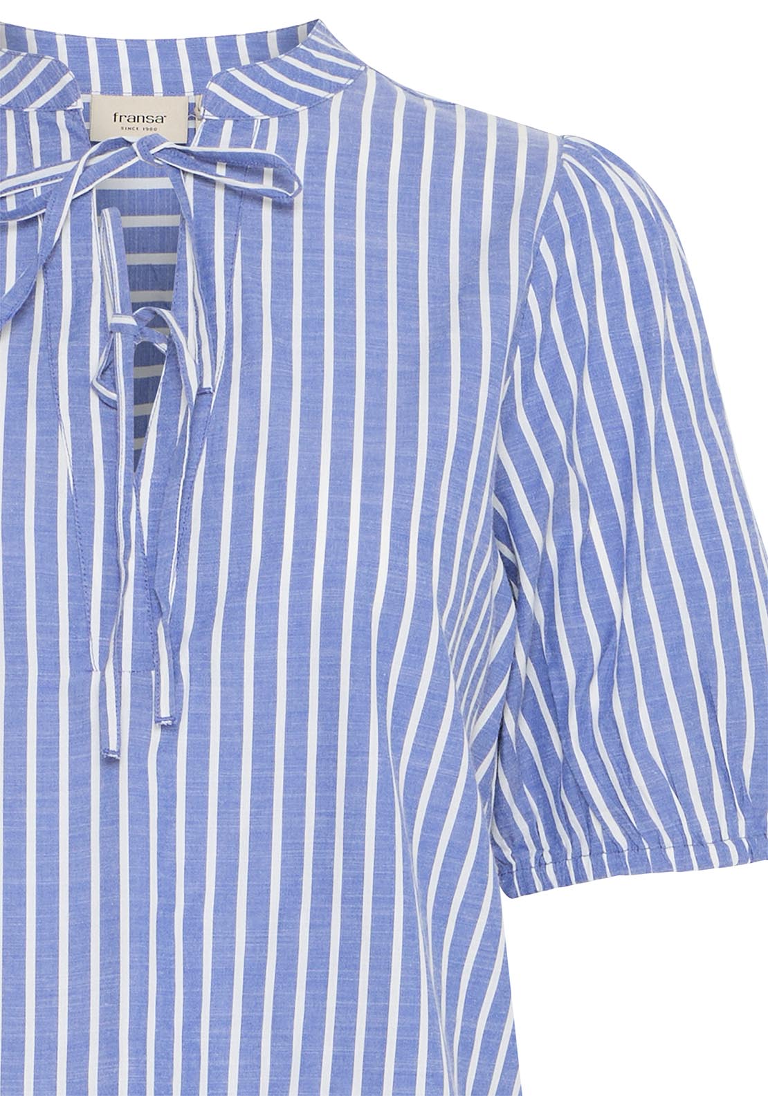 Fransa Casual Short Sleeve Blouse - Blue 5 Shaws Department Stores