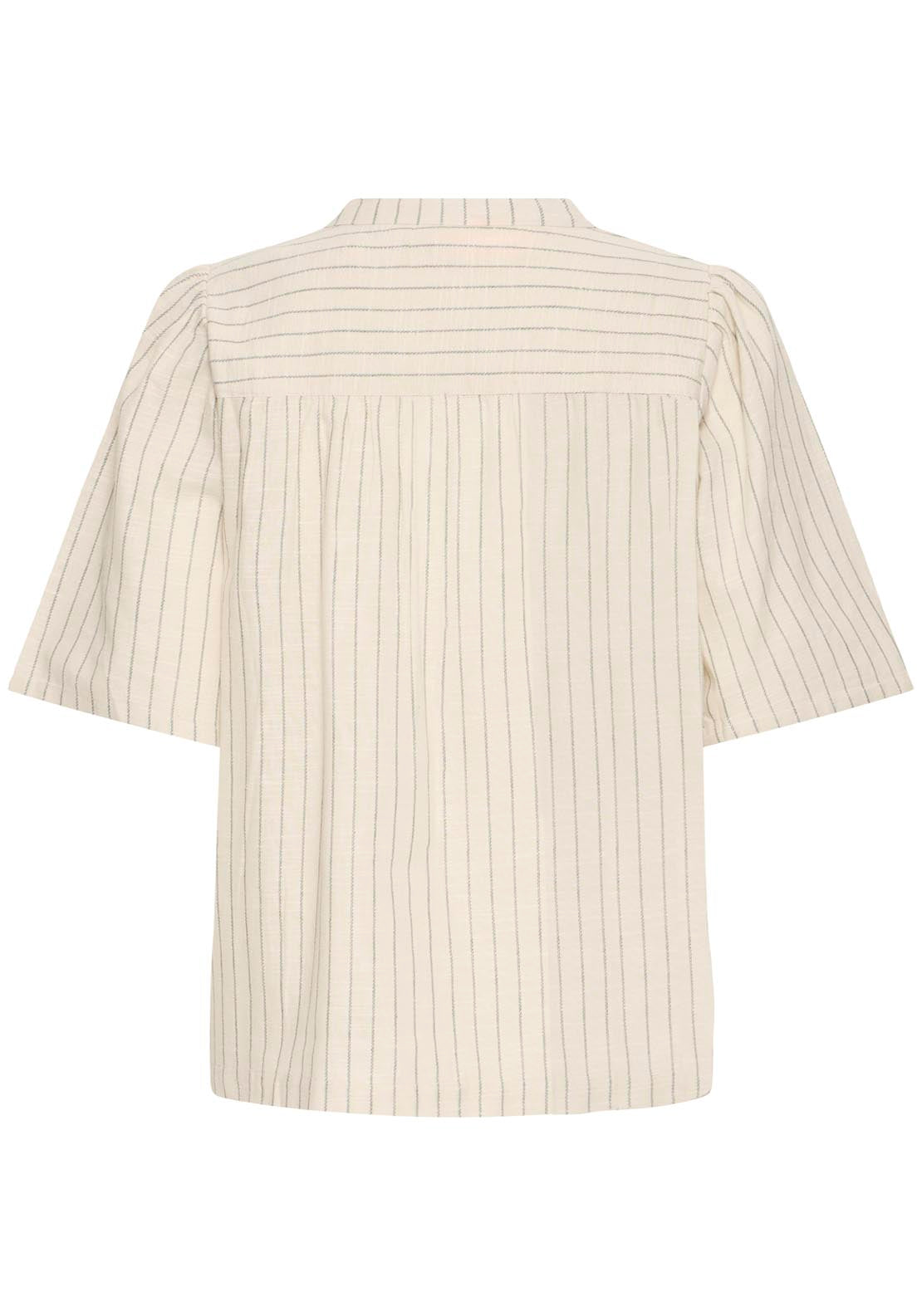 Fransa Casual Short Sleeve Blouse - Agave Green Melange Stripes 7 Shaws Department Stores