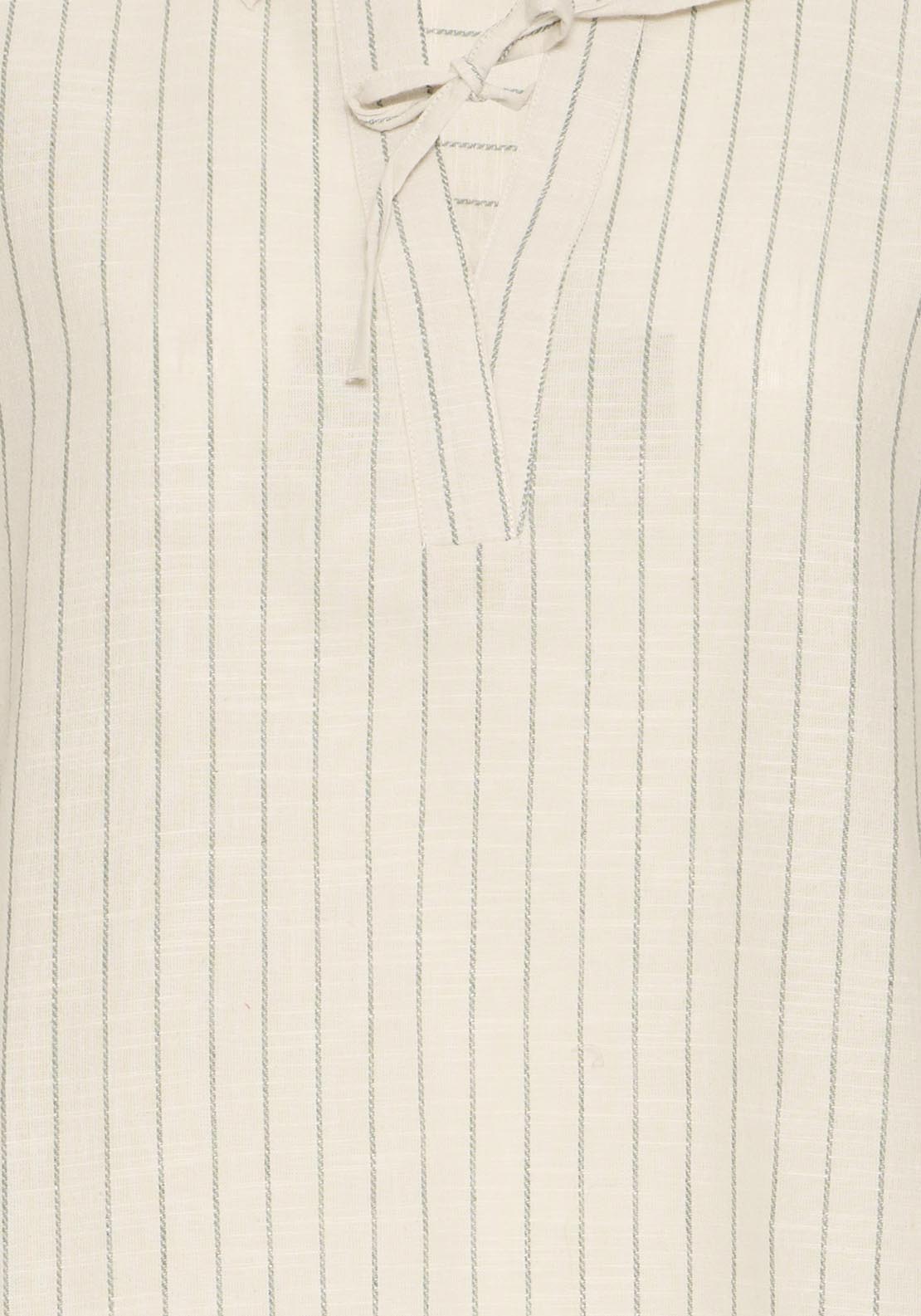 Fransa Casual Short Sleeve Blouse - Agave Green Melange Stripes 6 Shaws Department Stores