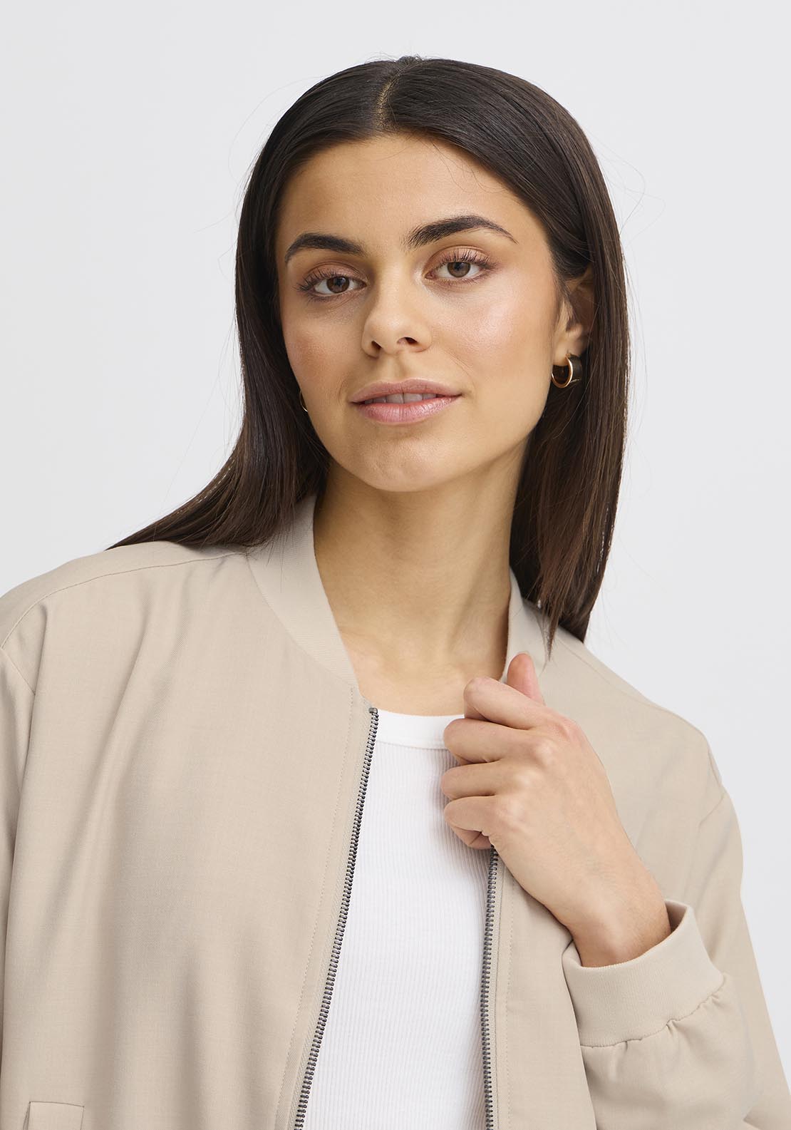 Fransa Casual Long Sleeve Jacket - Tan 3 Shaws Department Stores