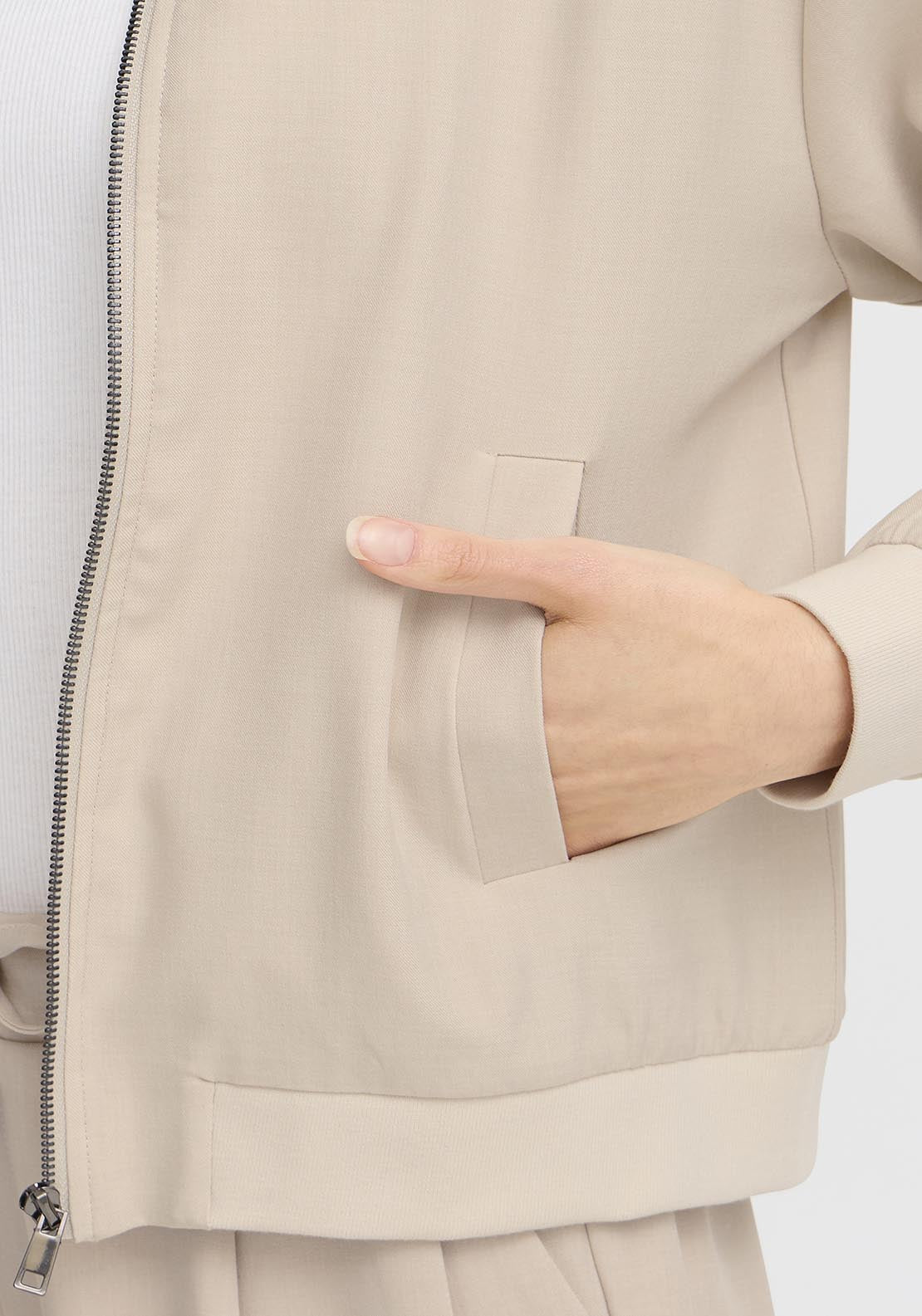 Fransa Casual Long Sleeve Jacket - Tan 2 Shaws Department Stores