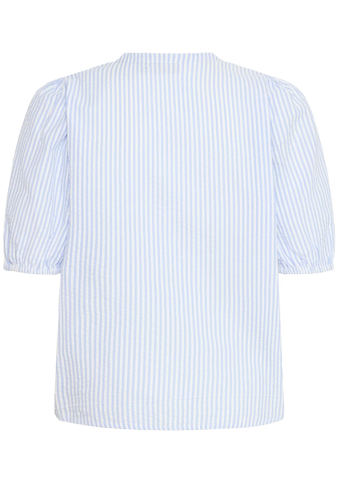 Fransa Short Sleeve Blouse - Cashmere Blue Stripes 2 Shaws Department Stores