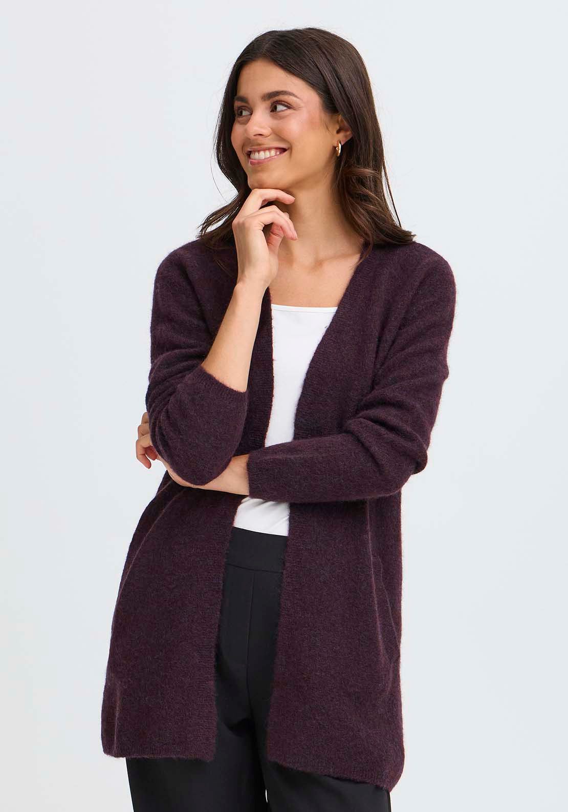 Long Sleeve Cardigan - Fudge Melange