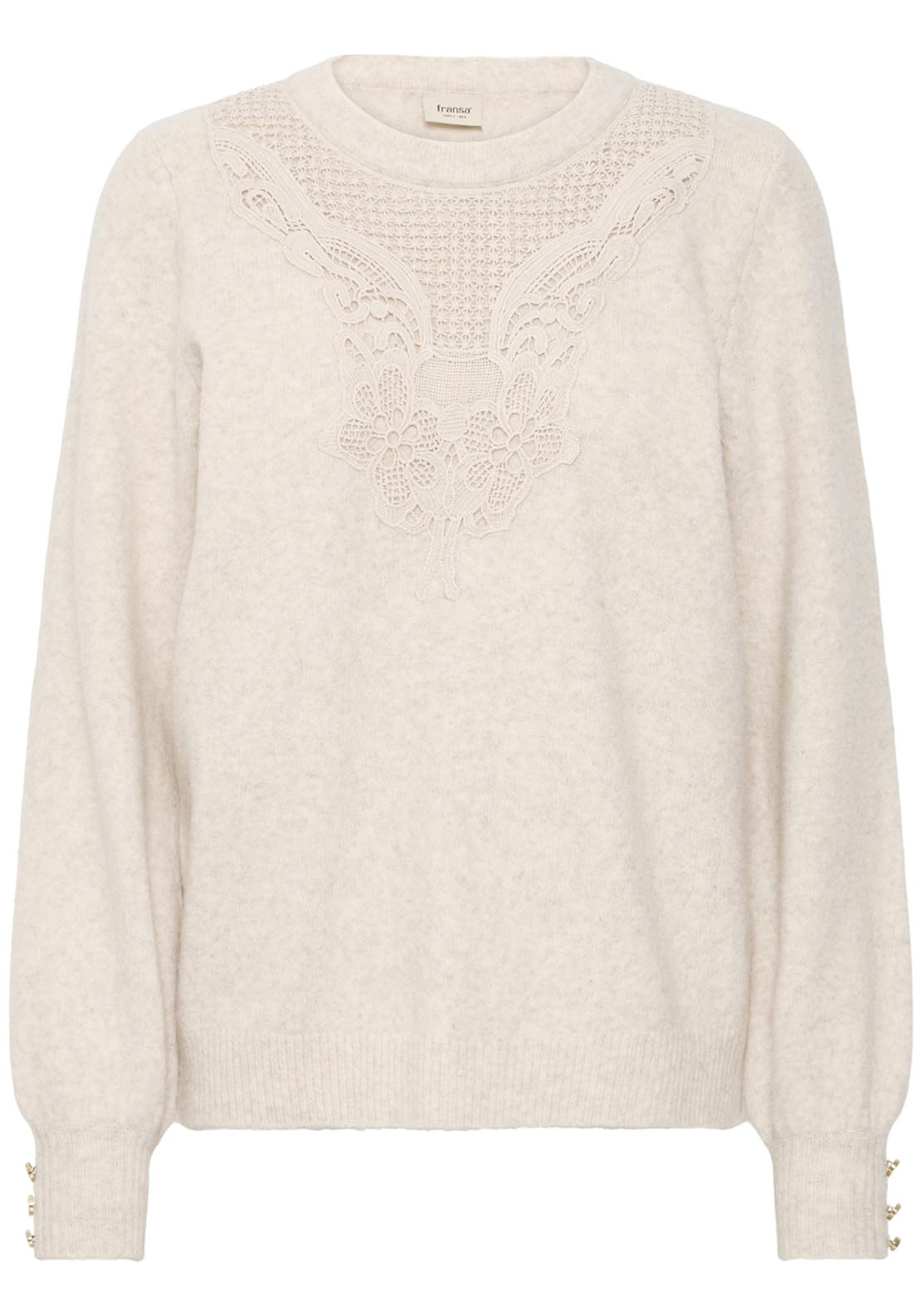 Fransa Ellen Pullover - Oatmeal Melange 8 Shaws Department Stores