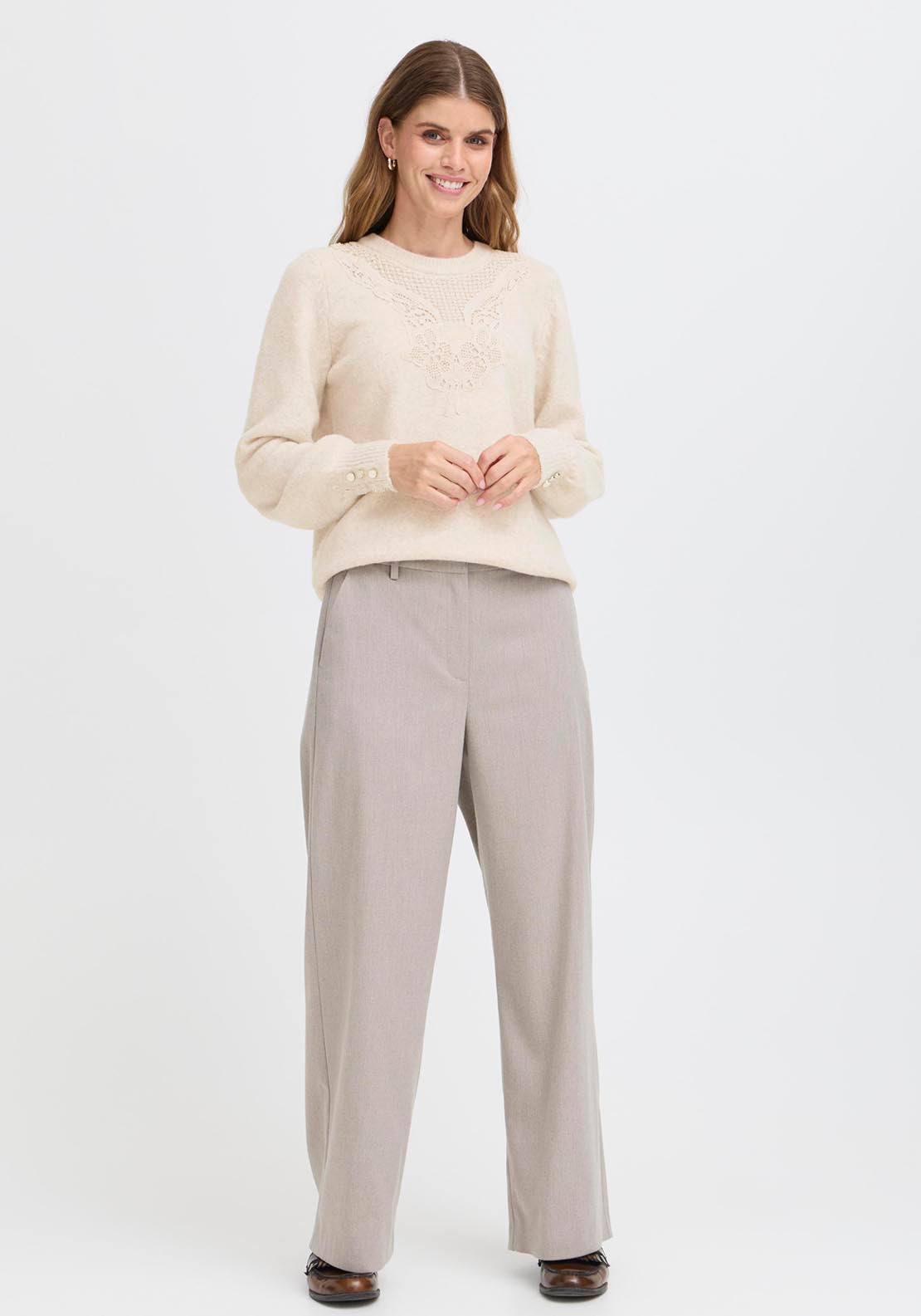 Fransa Ellen Pullover - Oatmeal Melange 5 Shaws Department Stores