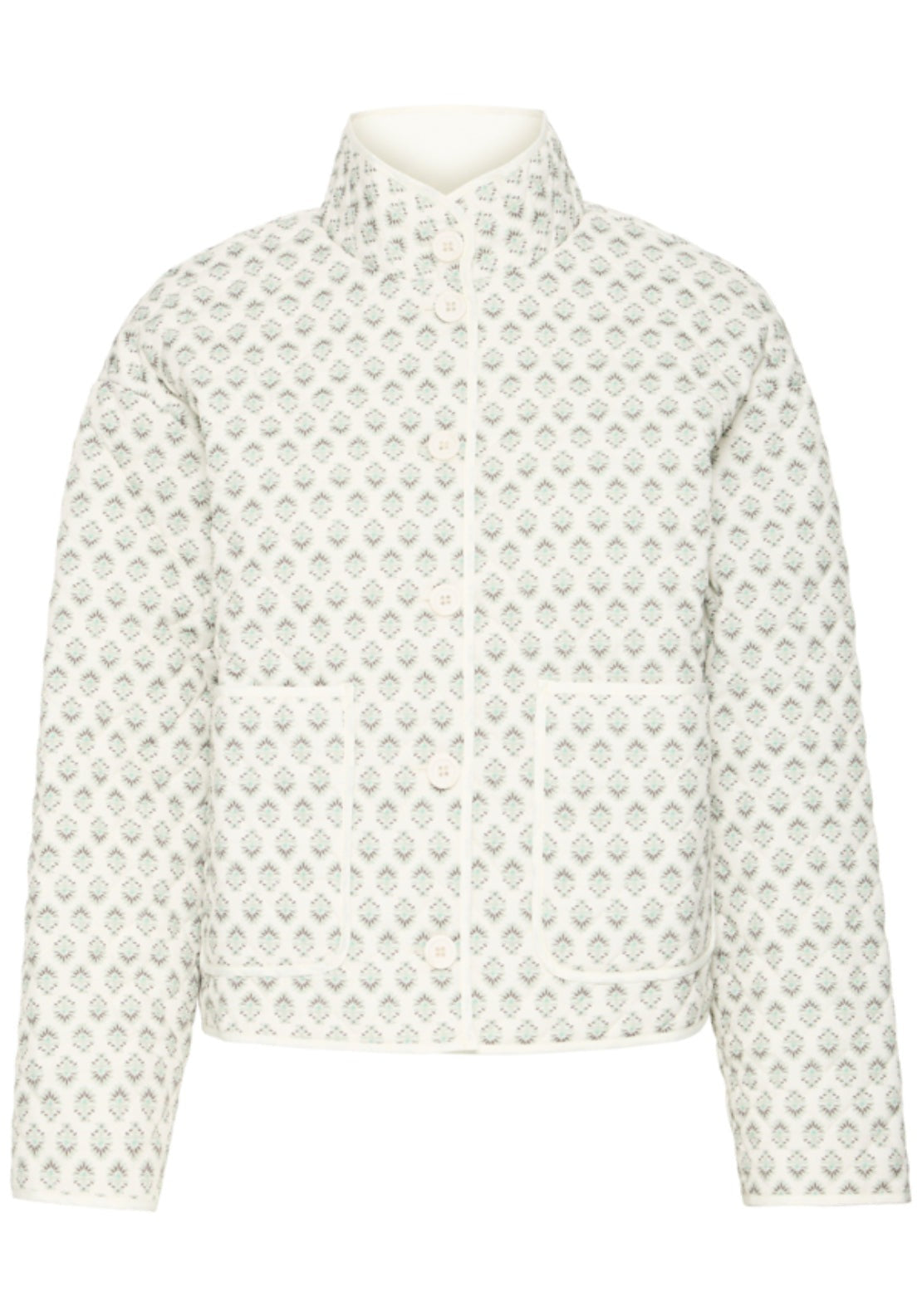 Fransa Printed Casual Jacket - Whisper Sage Wild Loom 6 Shaws Department Stores