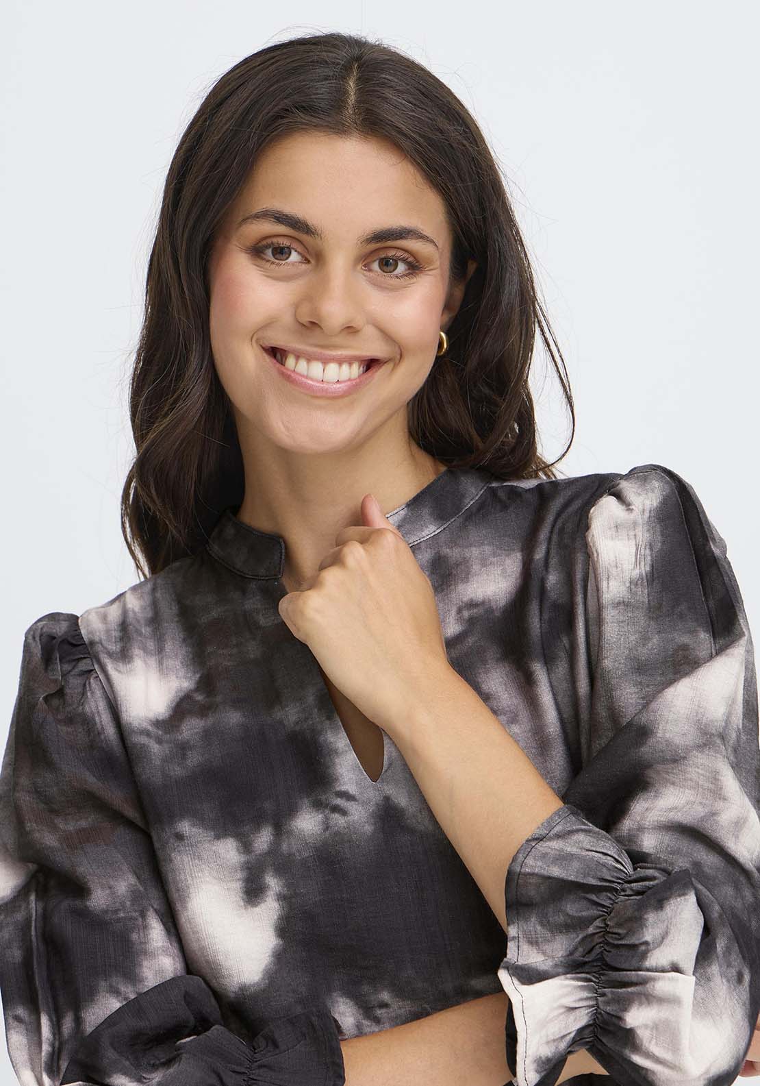 Long Sleeve Blouse - Pumicestone Ghost