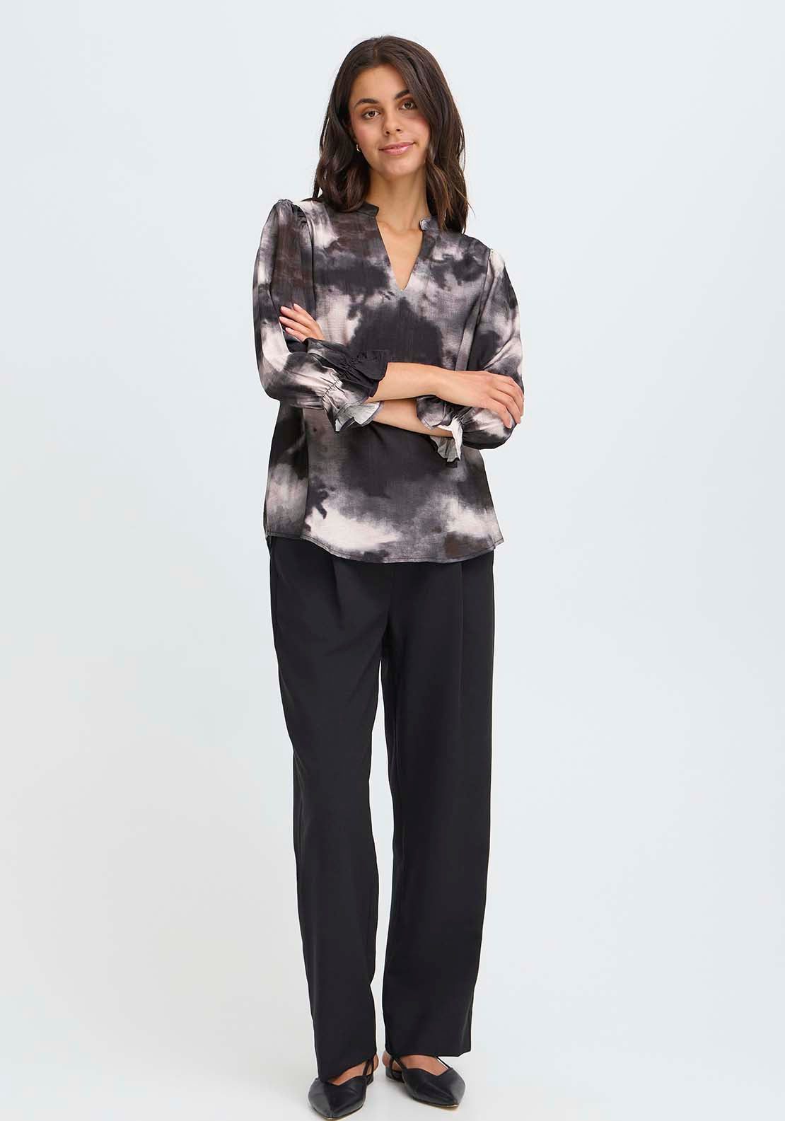 Long Sleeve Blouse - Pumicestone Ghost
