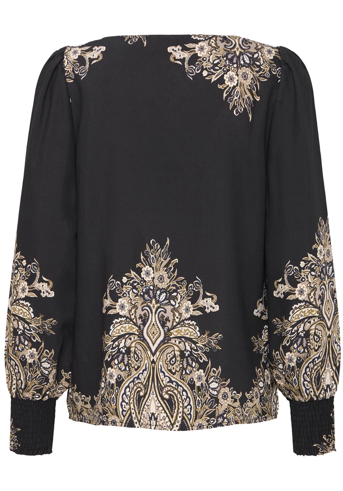 Fransa Long Sleeve Blouse - Black Paisley 9 Shaws Department Stores
