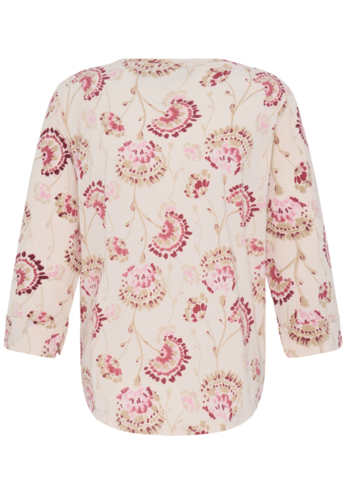 Fransa Round Hem Long Sleeve Blouse - Orchid Floral 2 Shaws Department Stores