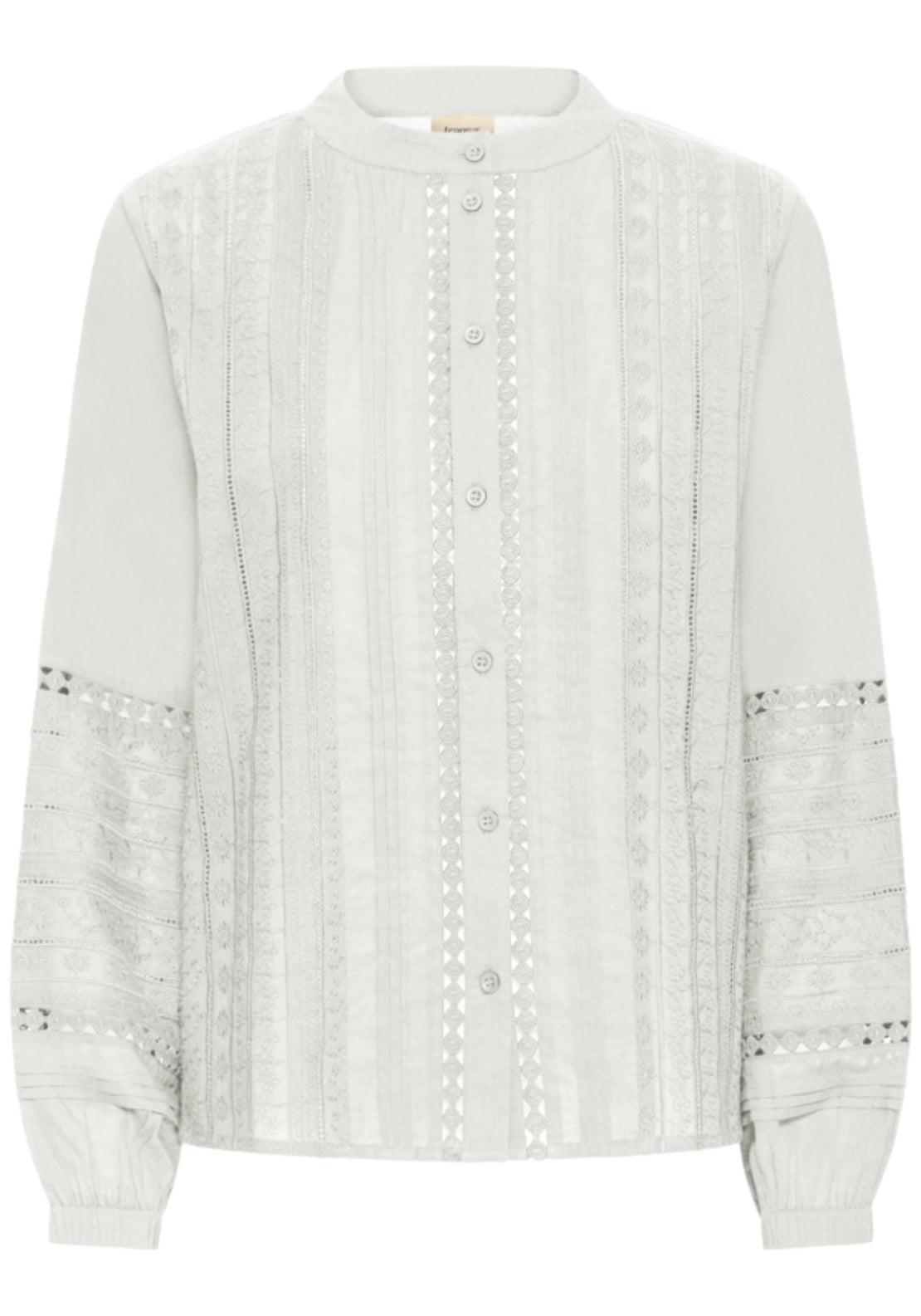 Fransa Embellished Sleeve Blouse - White 1 Shaws Department Stores
