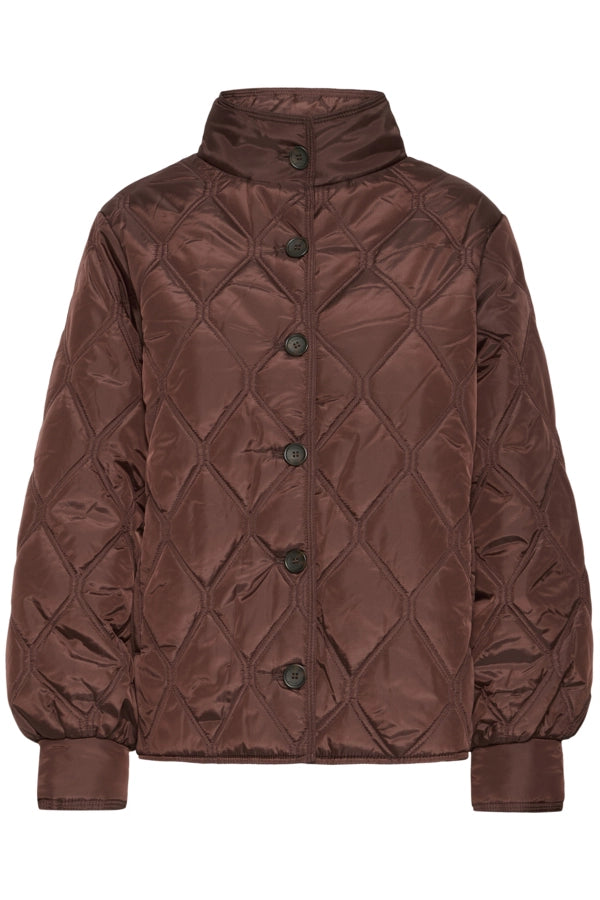 High Neck Padded Jacket - Rum Raisin