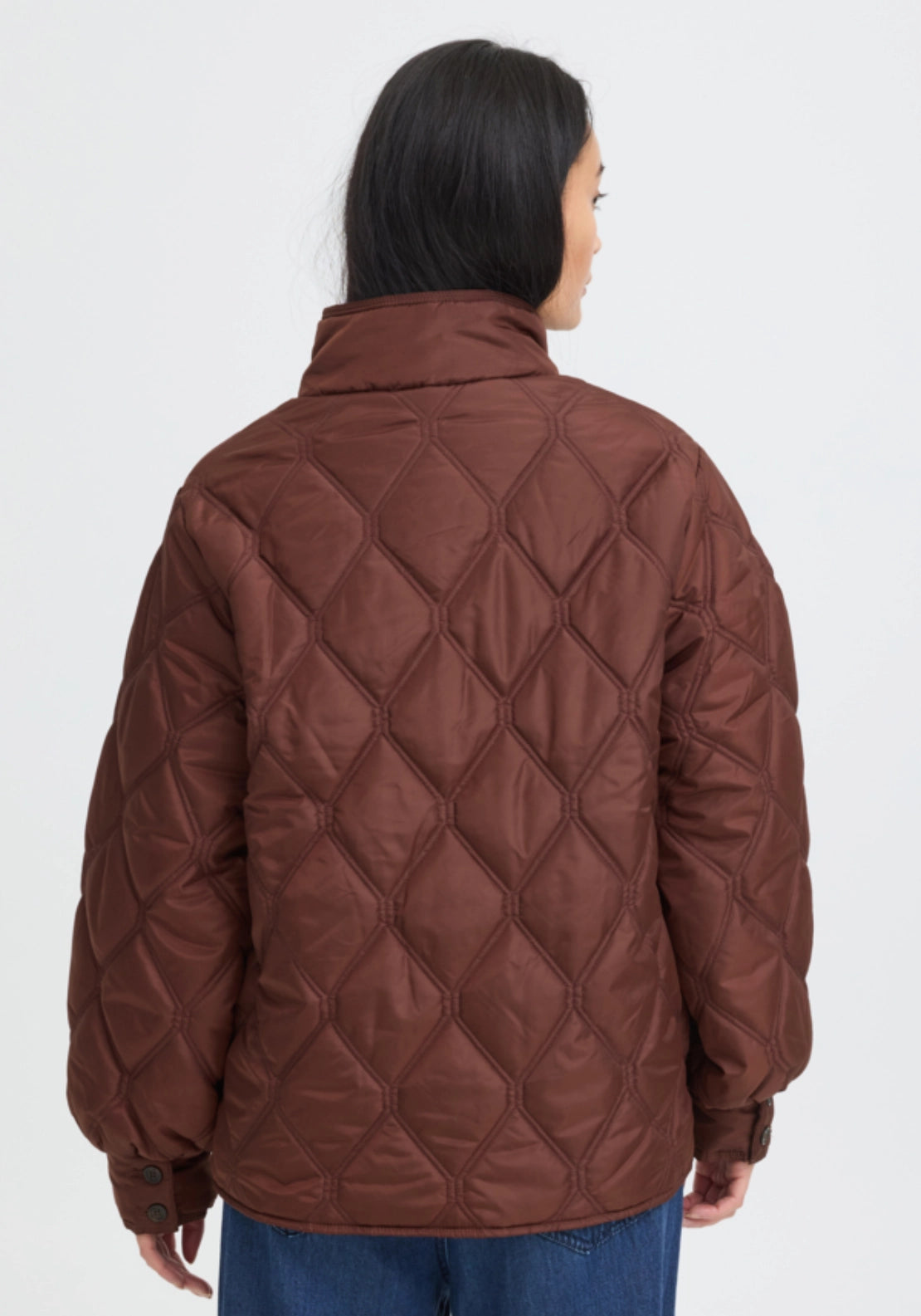 High Neck Padded Jacket - Rum Raisin
