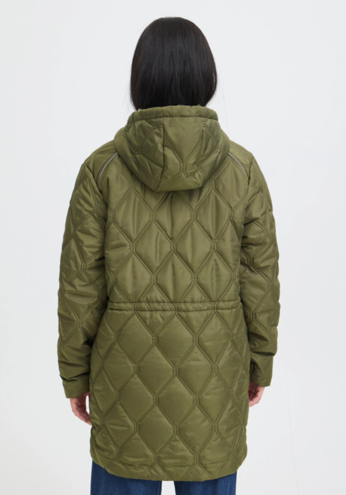 High Neck Padded Jacket - Green