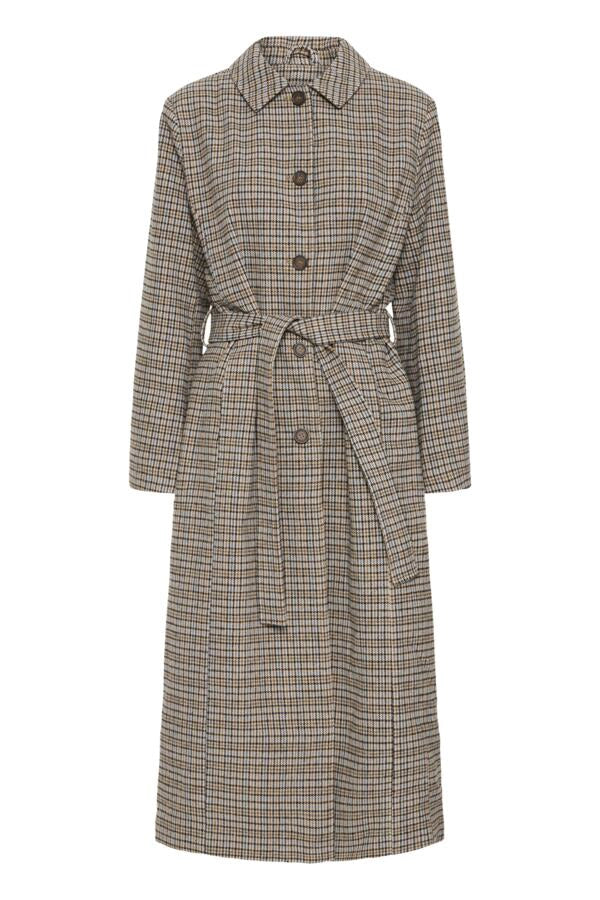 Check Trenchcoat - Tobacco Brown/iice Water Check