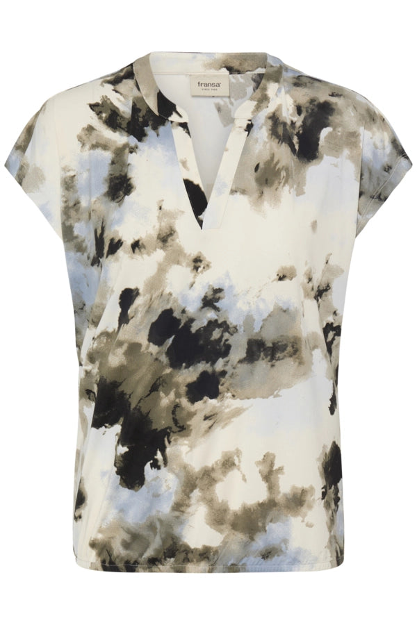 Abstract T-Shirt - Watercolour Bloom Ice Water