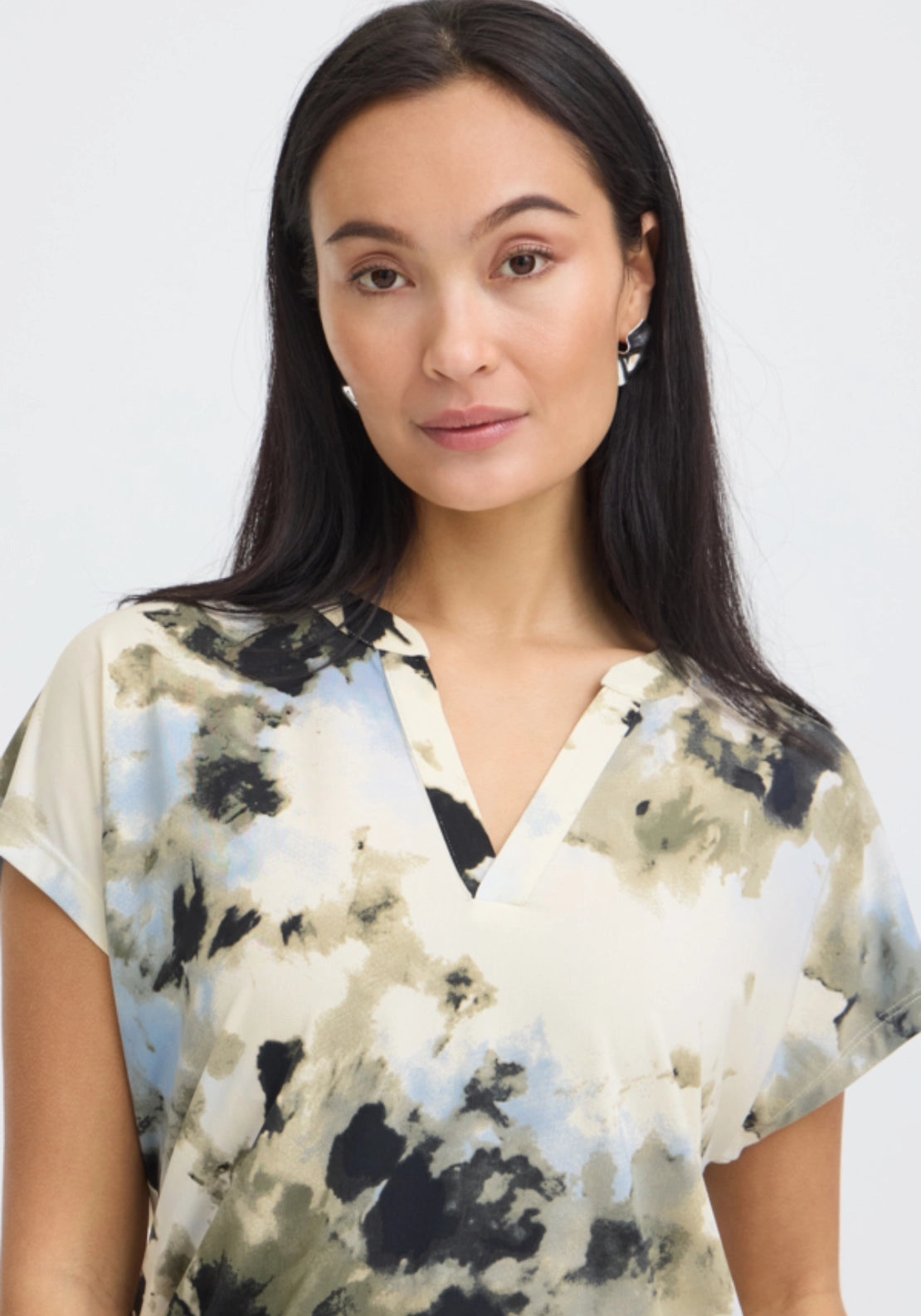 Abstract T-Shirt - Watercolour Bloom Ice Water
