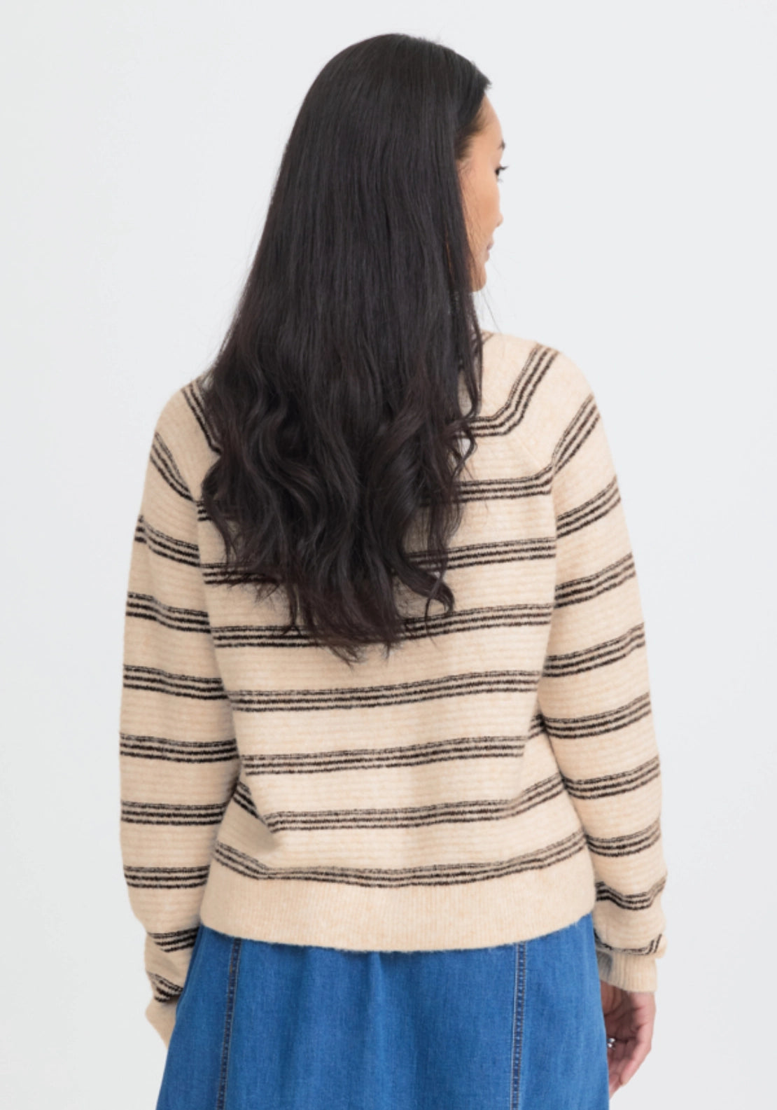 Stripe Knit Cardigan - Oatmeal Stripe
